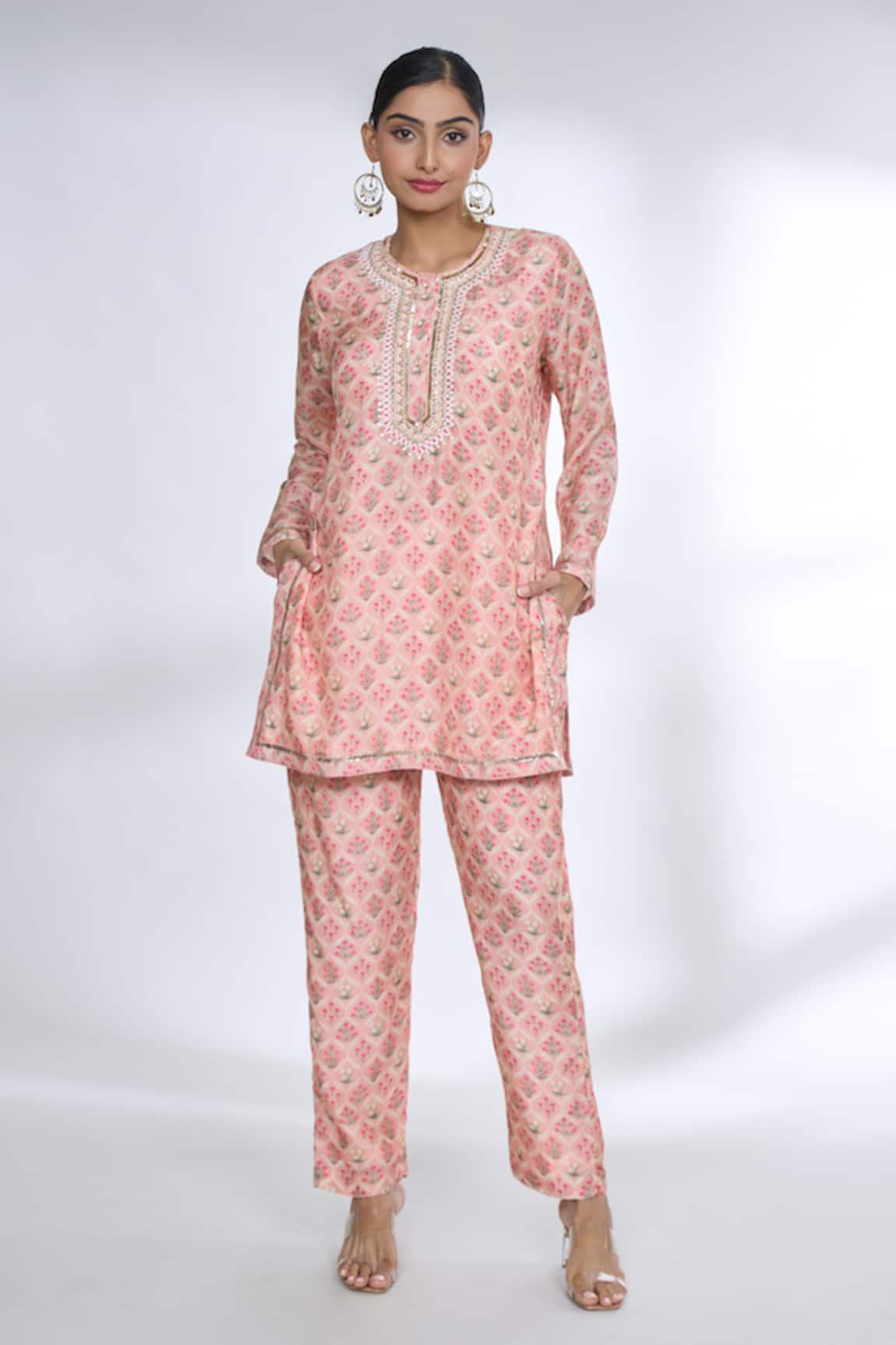 Gopi Vaid Flower Jaal Print Top & Pant Co-ord Set