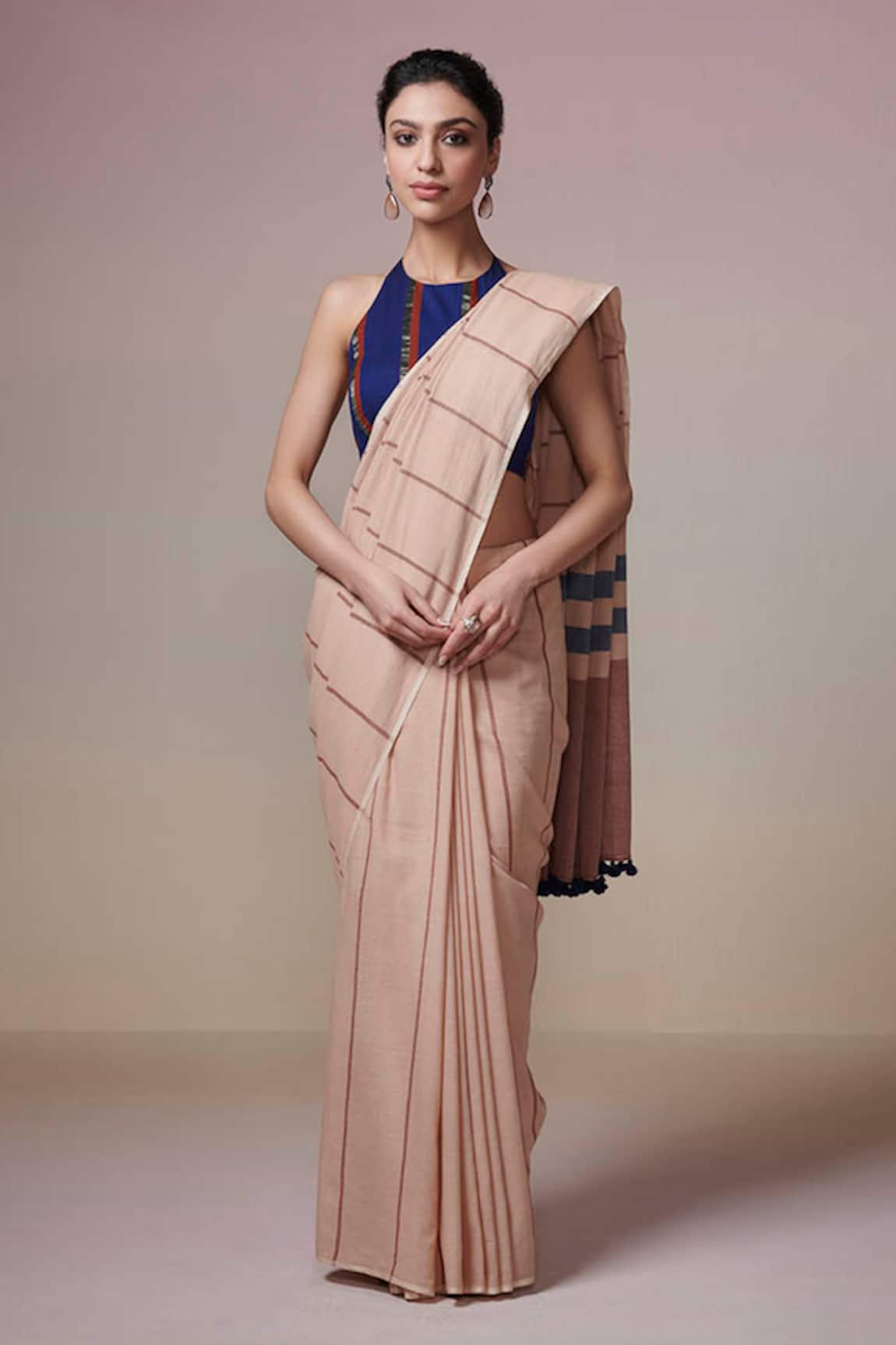 Dressfolk Canopy Dream Stripe Pattern Handloom Cotton Saree