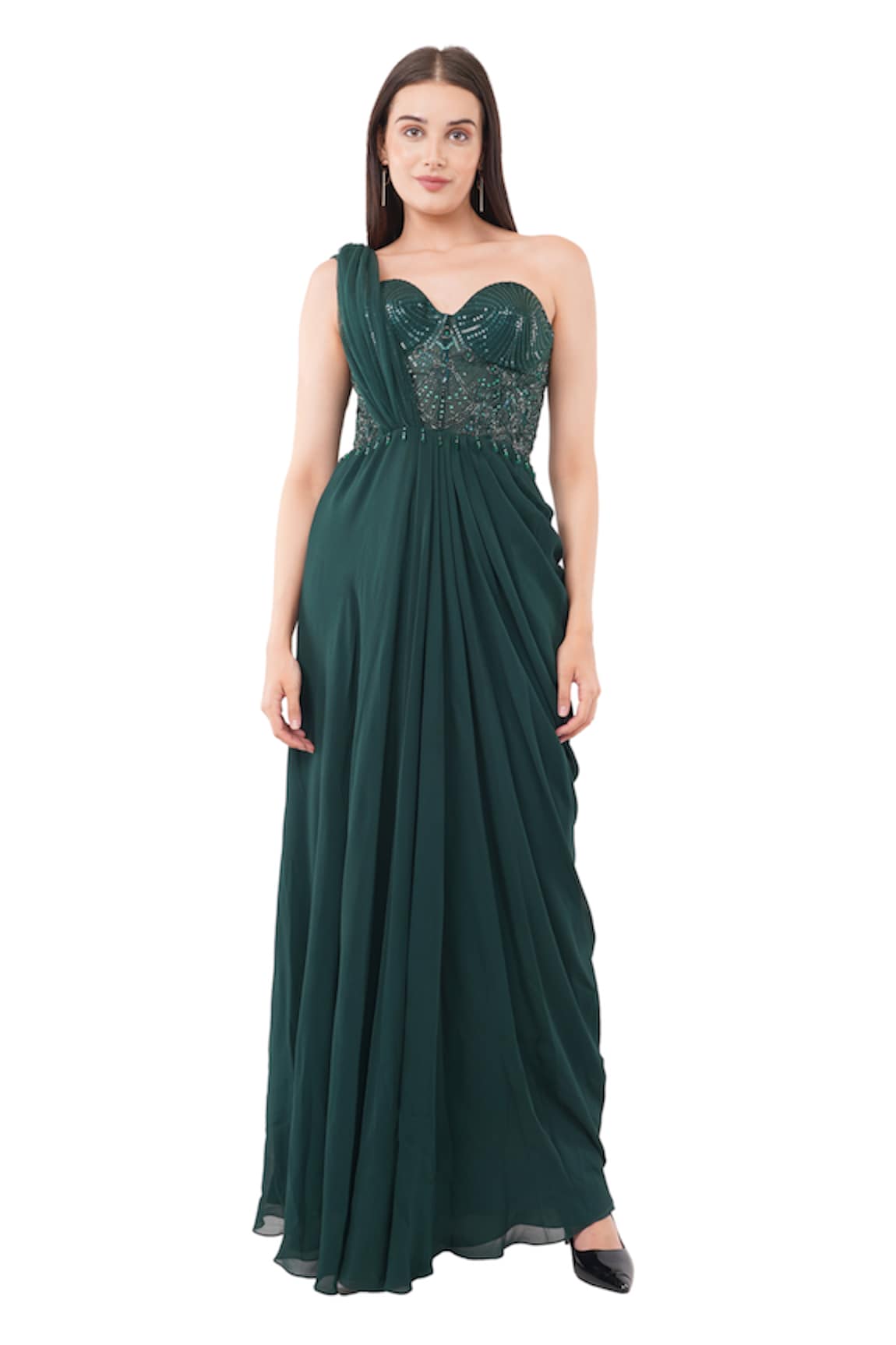 Anjali Kanwar Sequin Embellished Draped Gown