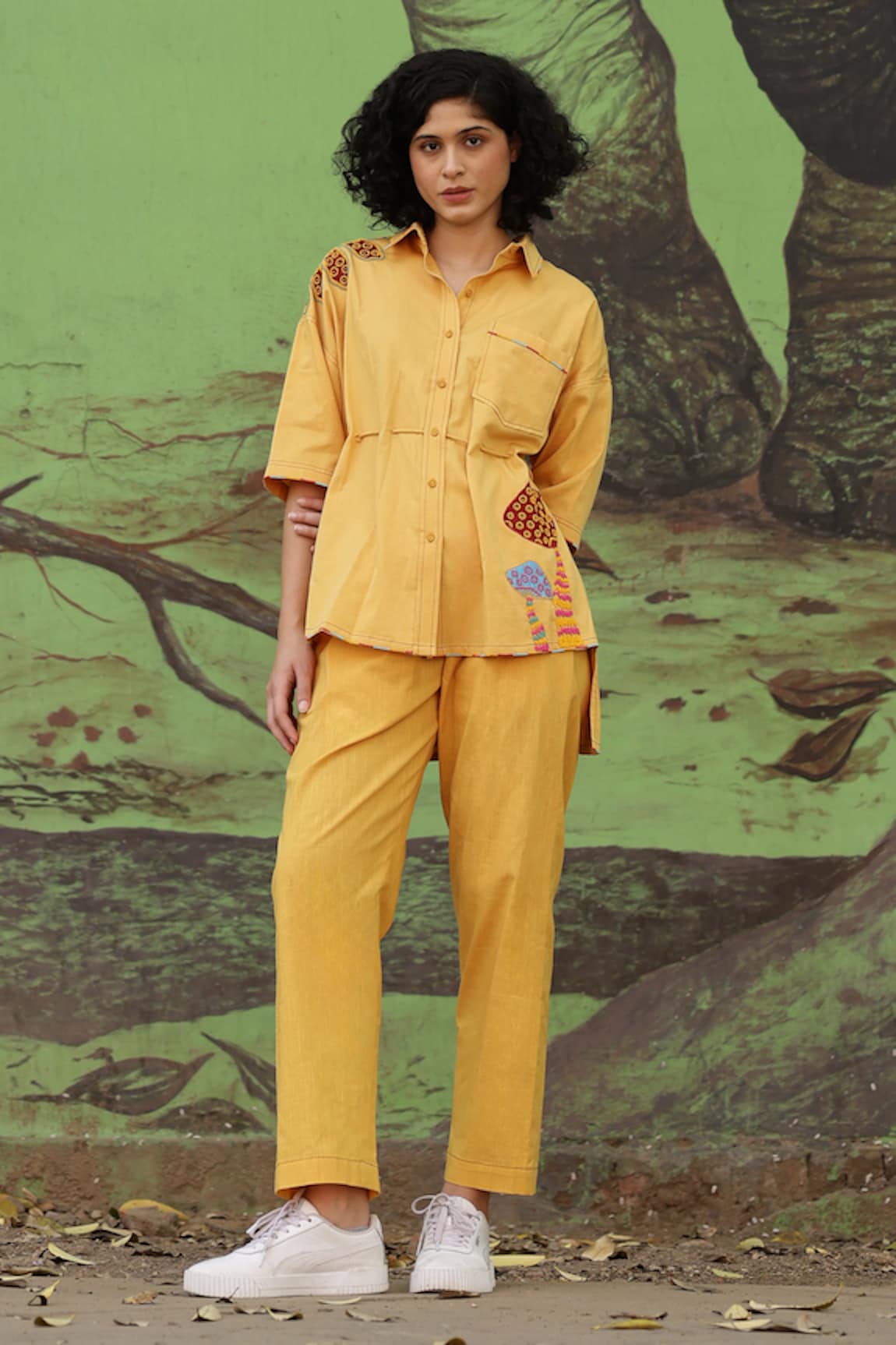 Shilpi Gupta Embellished Asymmetric Shirt & Pant Set