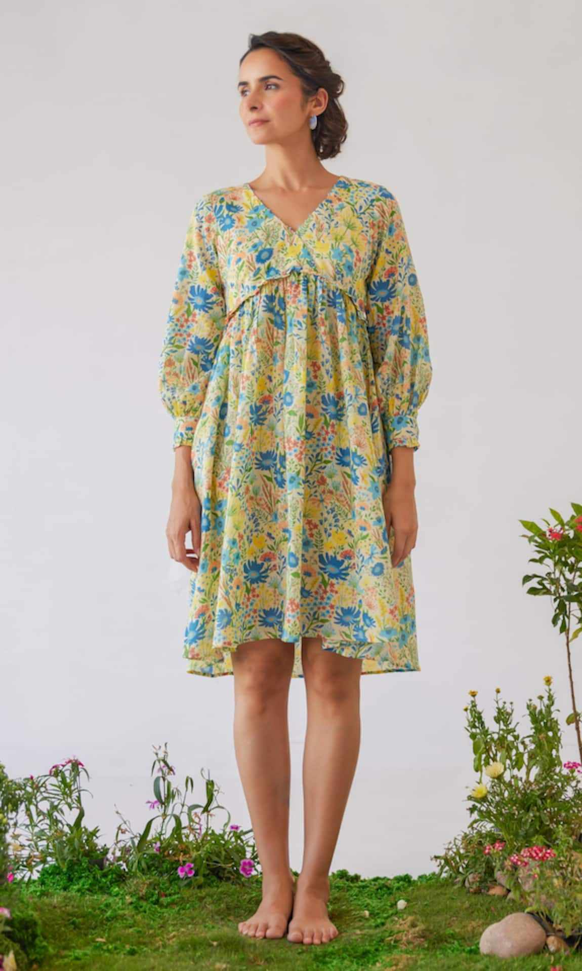 Baise Gaba Mystic Floral Print High-Low Dress