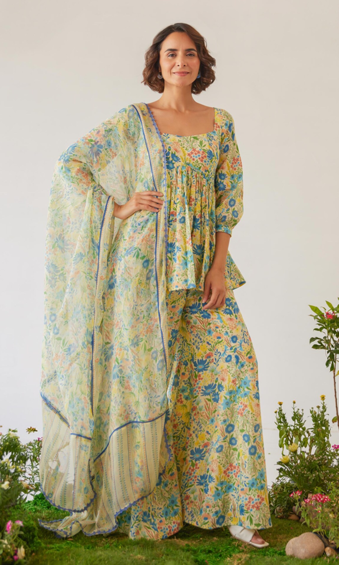 Baise Gaba Regalia Floral Print Chiffon Dupatta