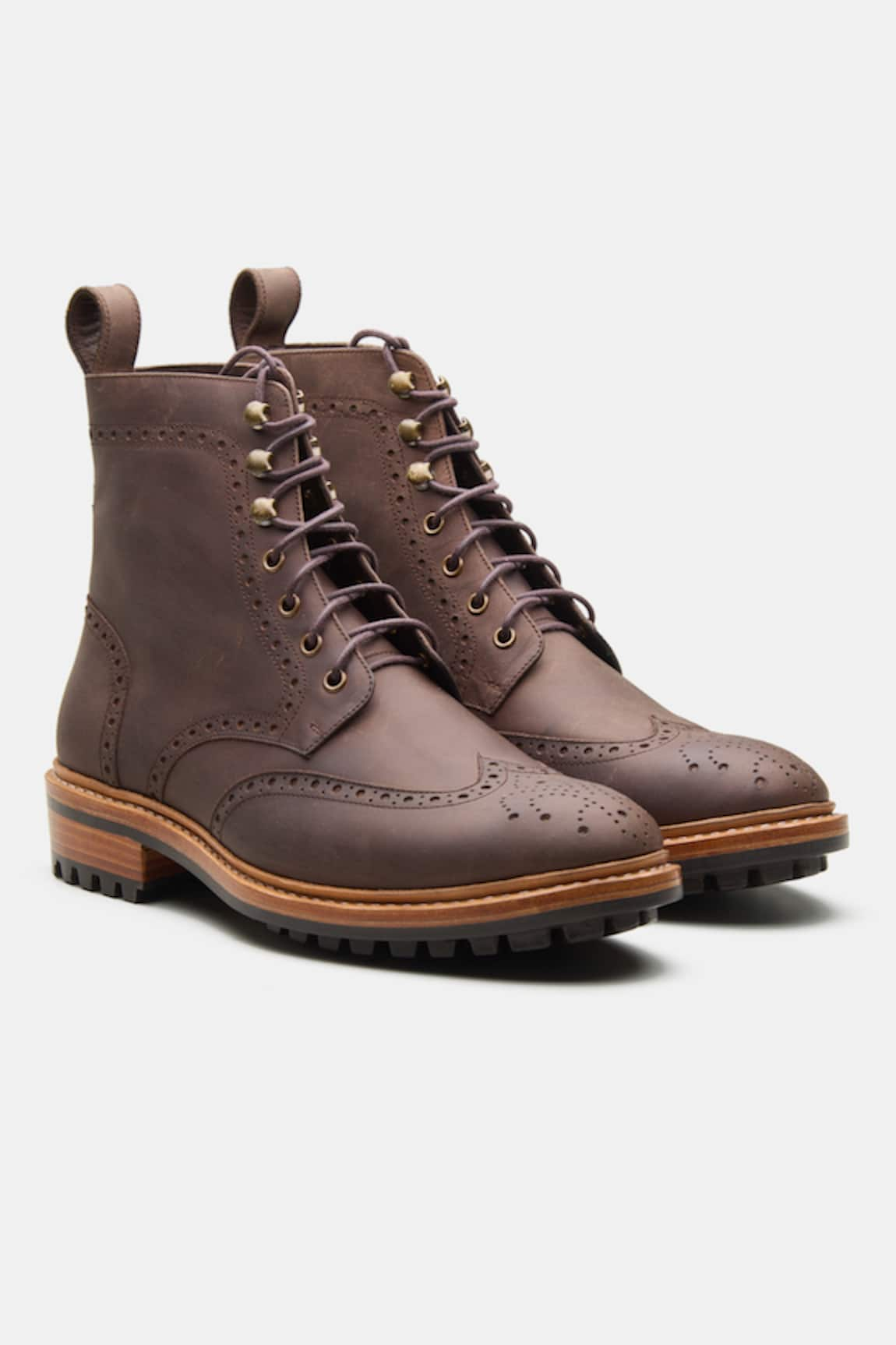 Kozasko Goodyear Welted Oil Pull Leather Wingtip Brogue Boots