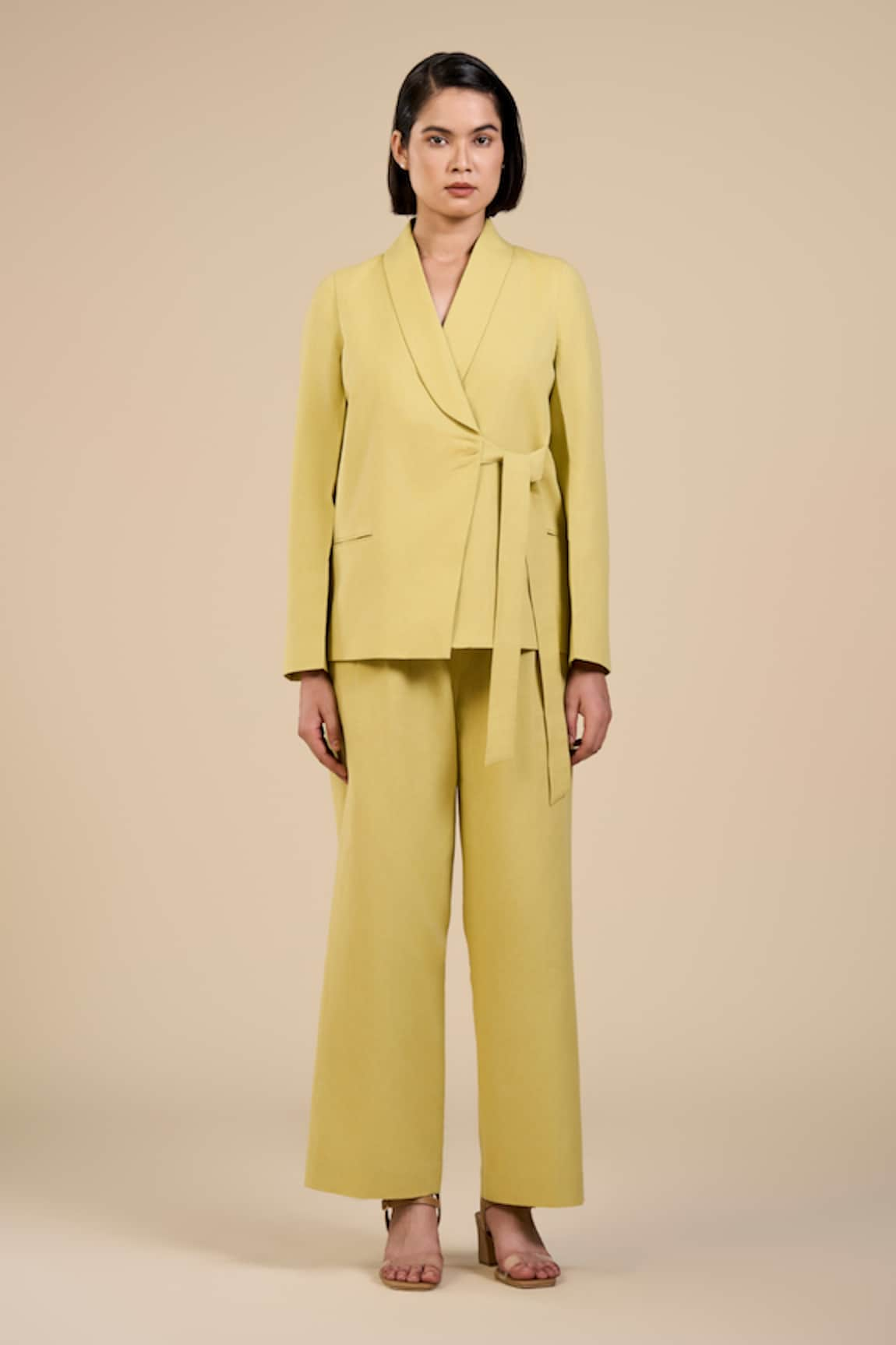 ORIGANI Shawl Collar Jacket & Pant Set