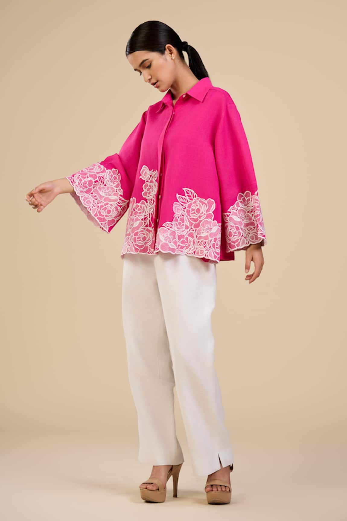 ORIGANI Floral Cutwork Shirt