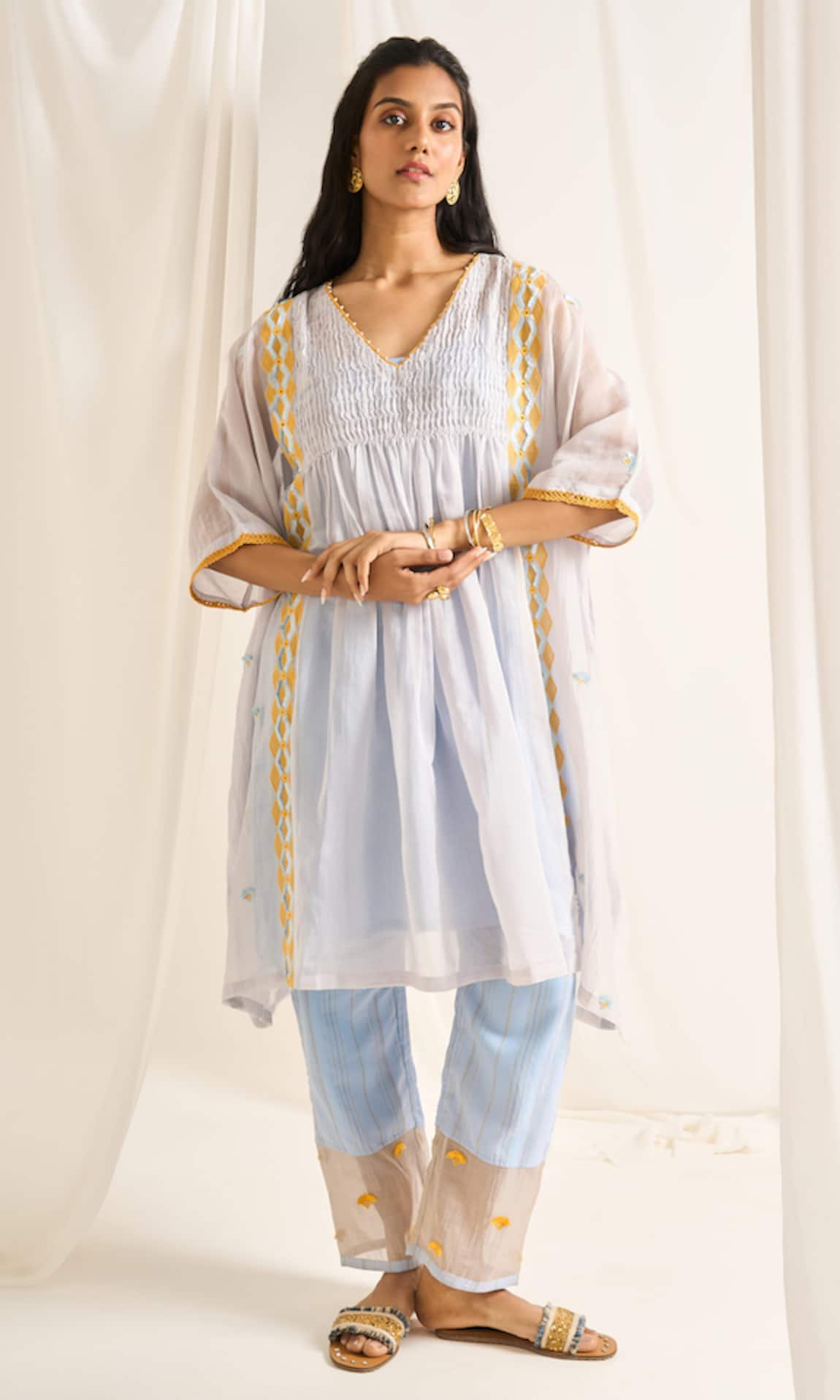 Himani Punatar Diamond Vine Patchwork Kaftan Set