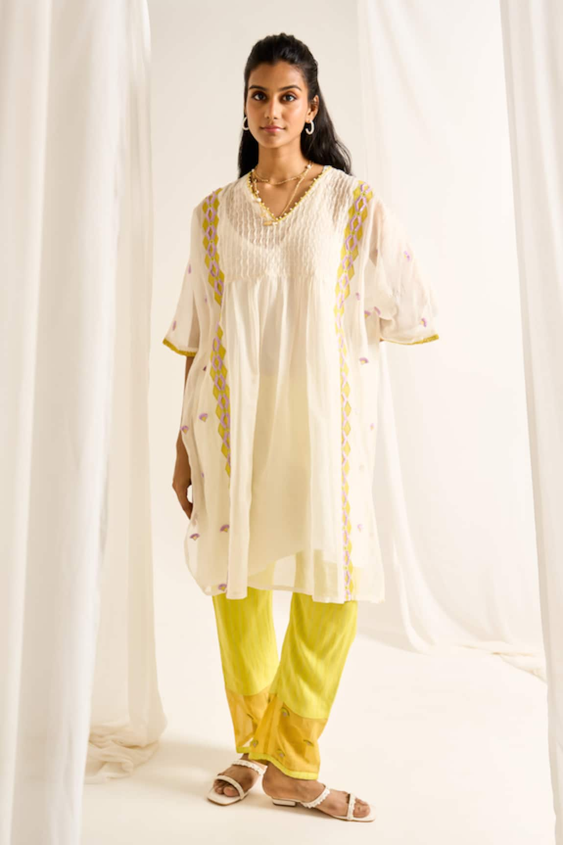 Himani Punatar Prism Vine Patchwork Kaftan With Pant