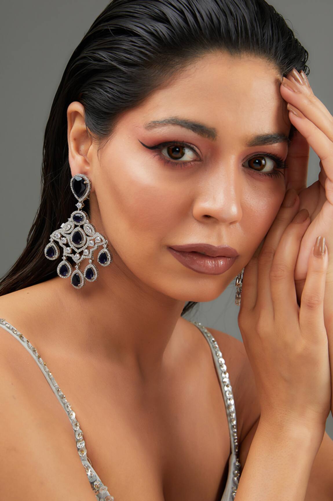 Zevar By Geeta Diamond Studded Danglers 