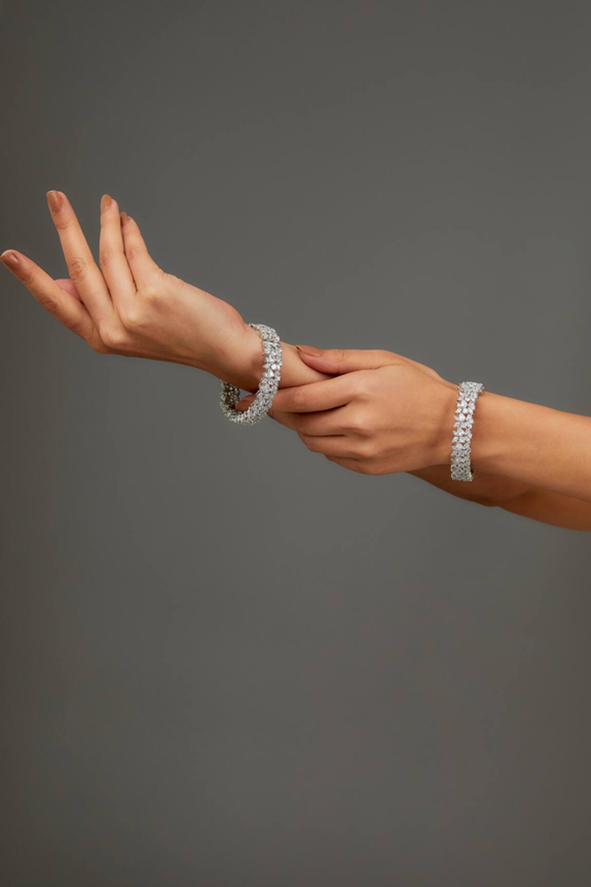 Zevar By Geeta Floral Cutwork Embellished 2 Pcs Kadas 