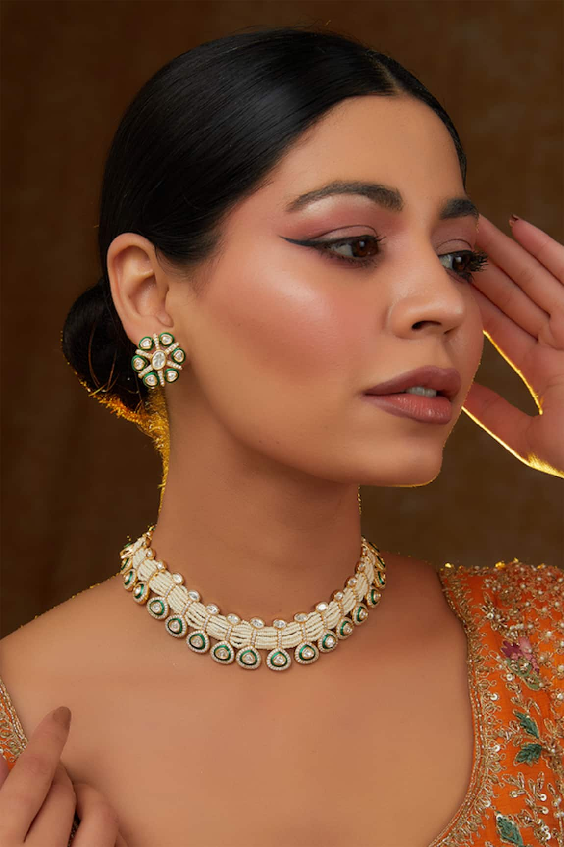 Zevar by Geeta Floret Kundan & Polki Embellished Jewellery Set