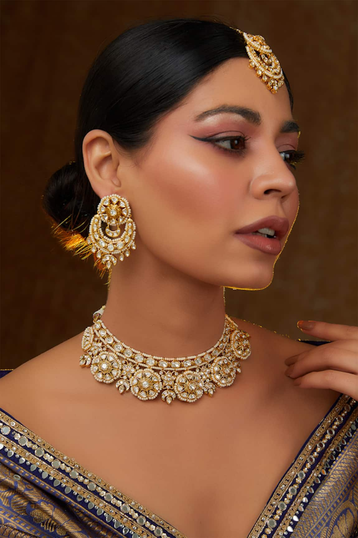 Zevar by Geeta Peppy Floret Kundan Embellished Jewellery Set