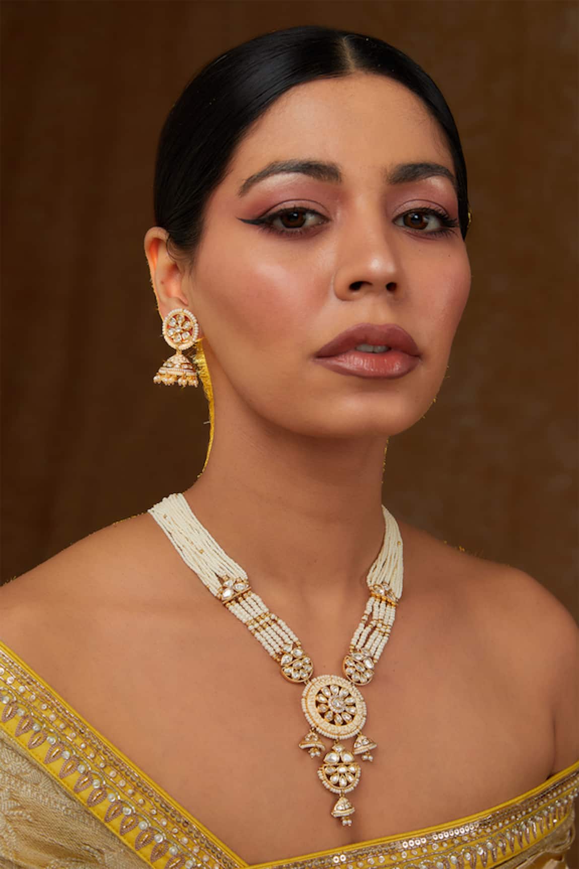Zevar by Geeta Floral Blink Kundan Pearl Embellished Jewellery Set