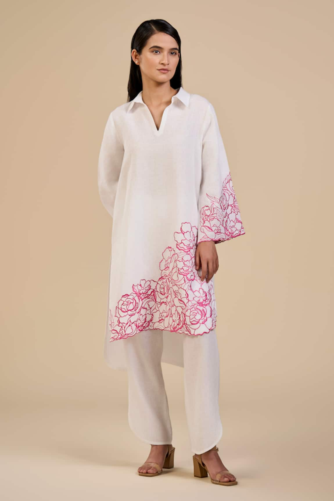 ORIGANI Rose Garden Embroidered Tunic & Pant Set