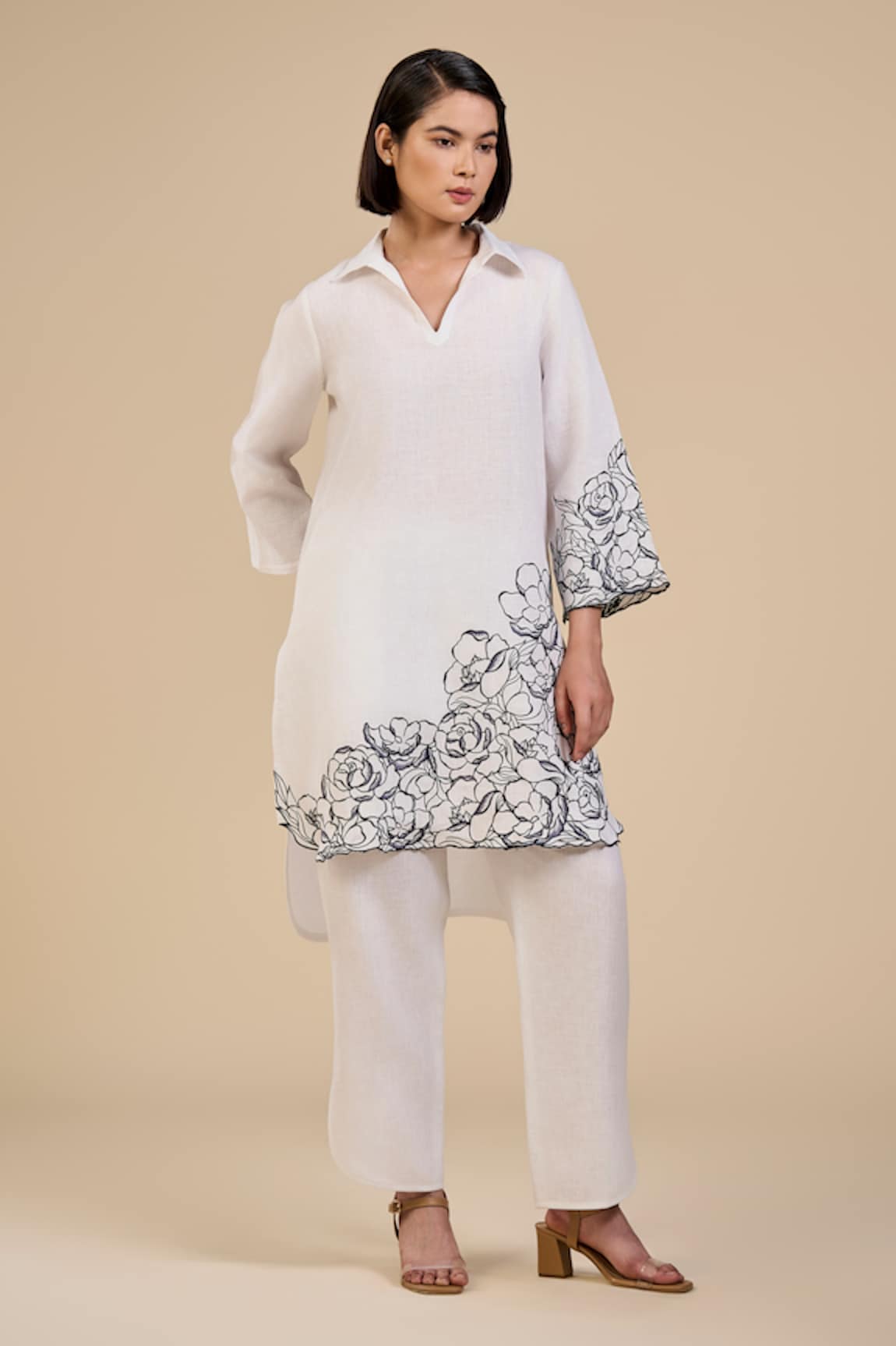 ORIGANI Rose Garden Embroidered Tunic With Pant