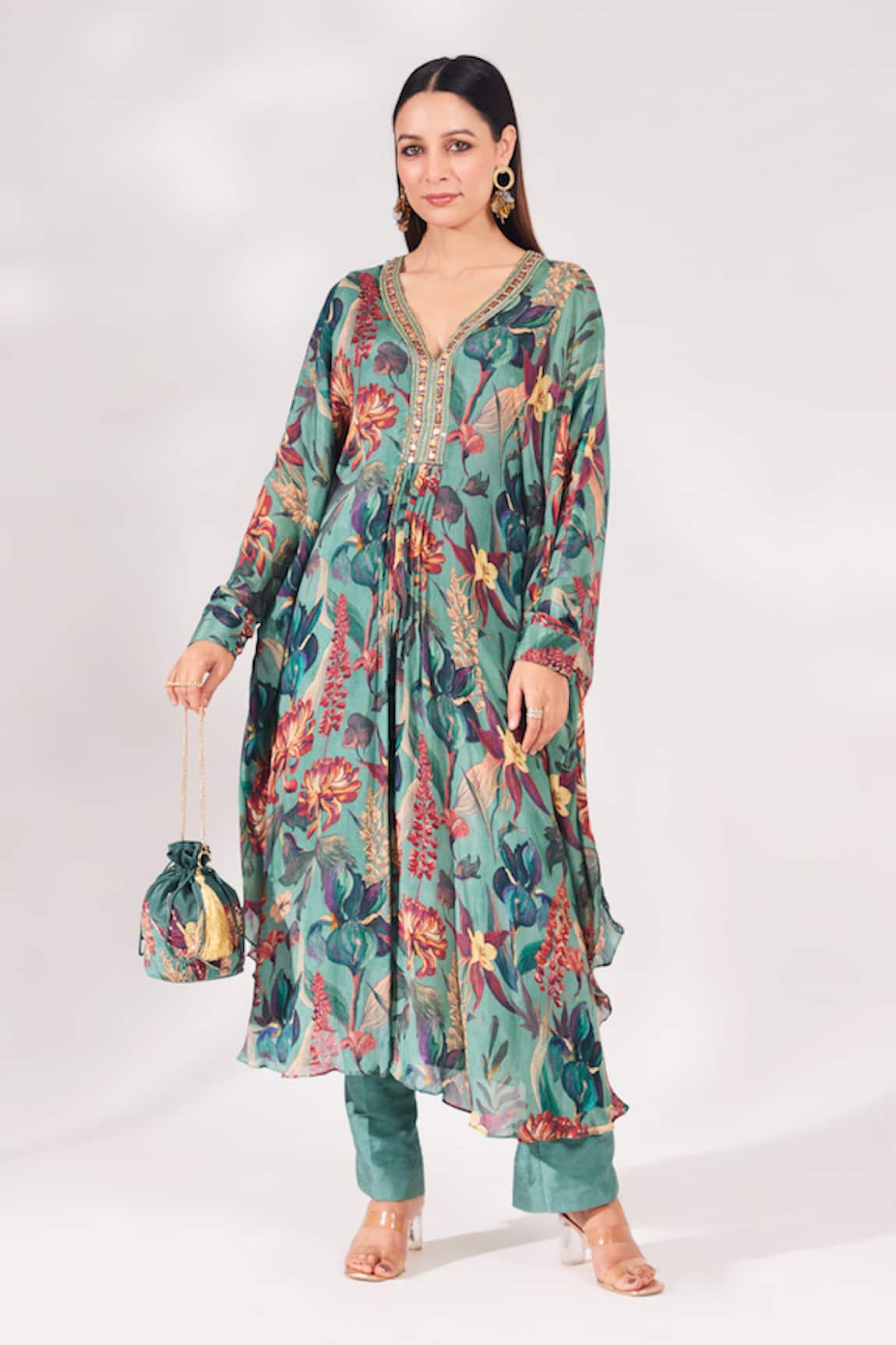 Chaashni by Maansi and Ketan Bloom Print Kaftan & Pant Set