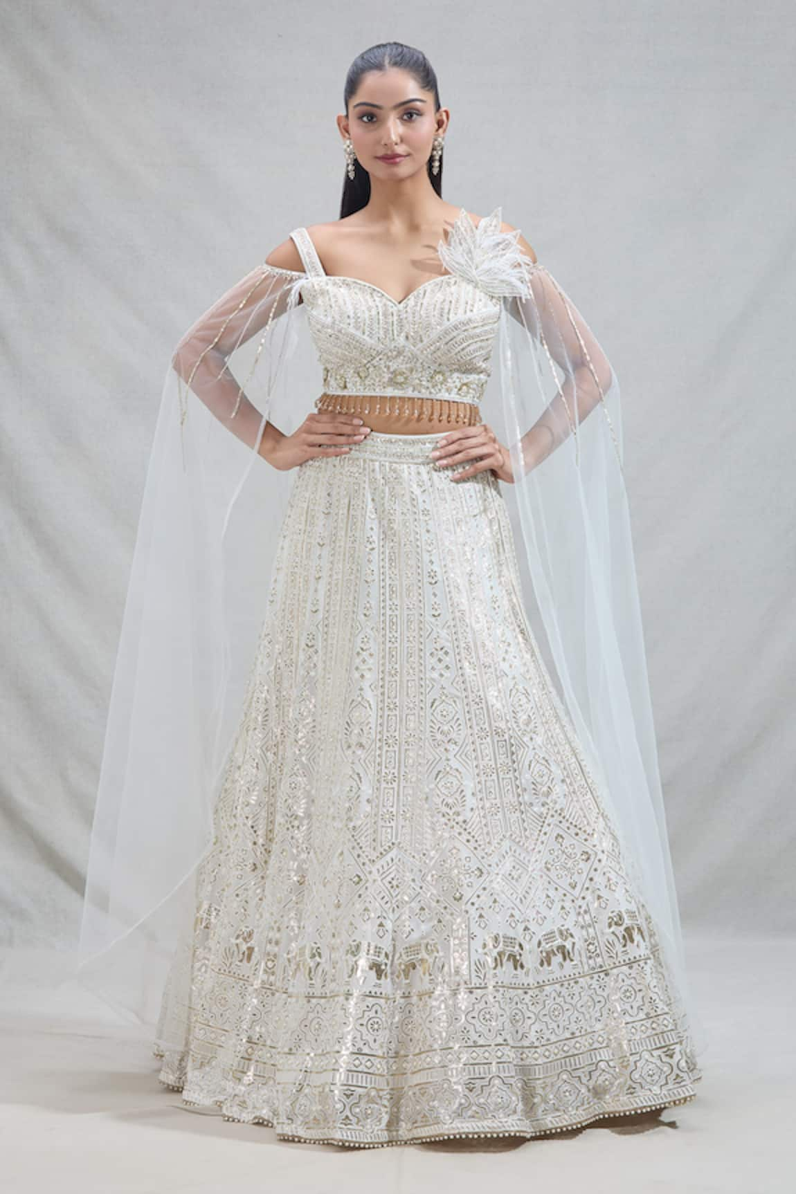 Samyukta Singhania Regal Floral Embroidered Lehenga With Cape Blouse