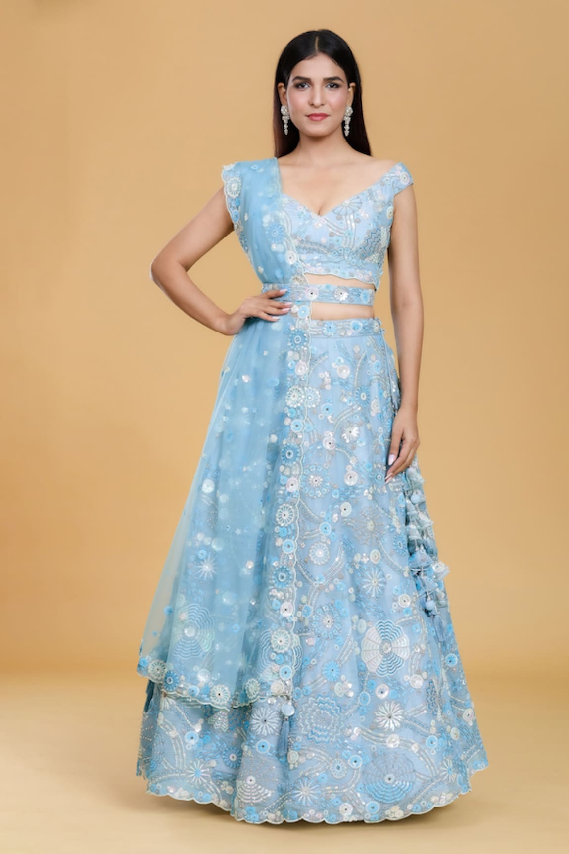 Samyukta Singhania Floral Zari Embroidered Lehenga Set