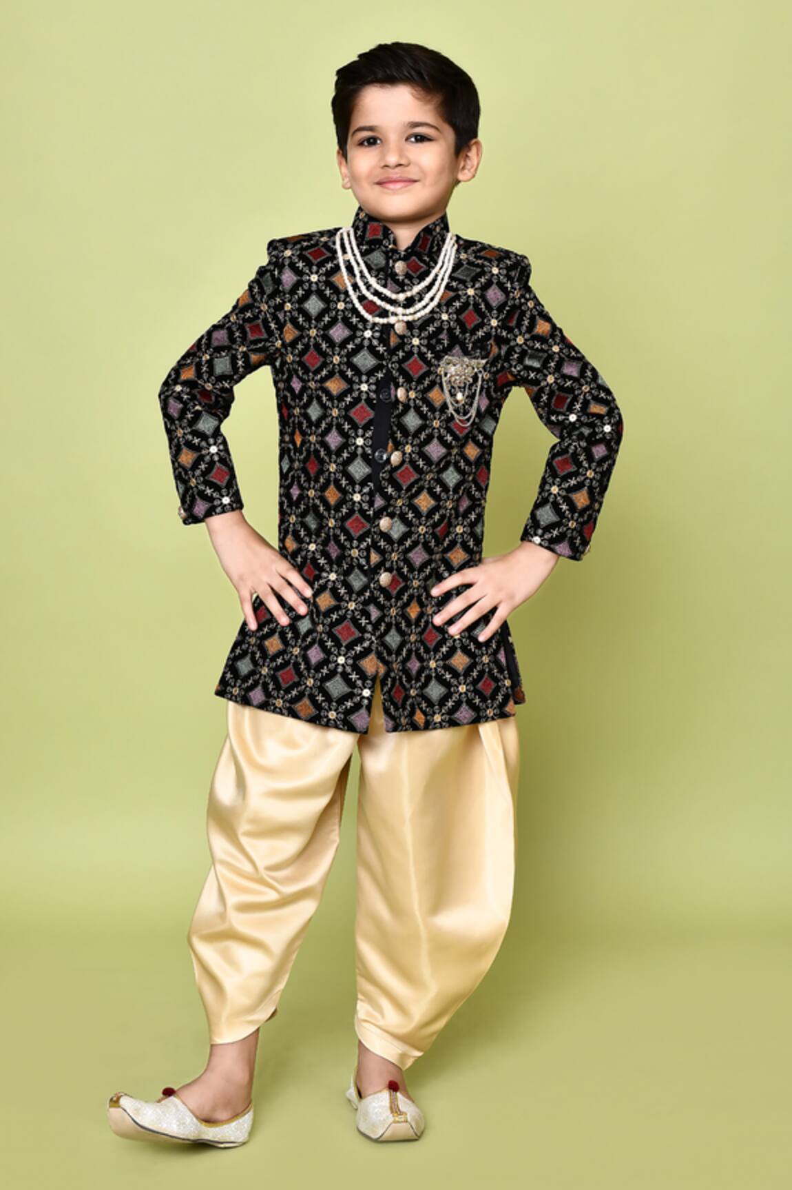 Samyukta Singhania Velvet Embroidered Sherwani & Dhoti Pant Set 