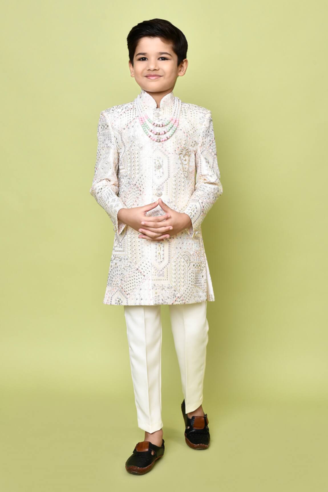 Petite Pomme Embroidered Sherwani & Trouser Set 