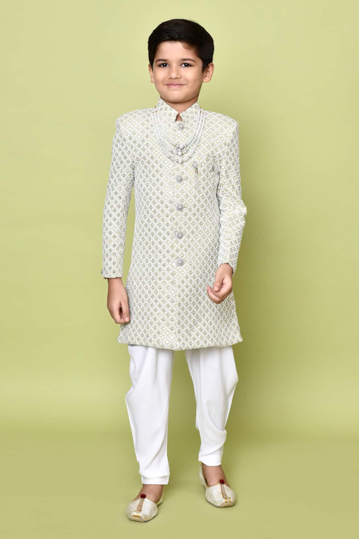 Petite Pomme Floral Embroidered Sherwani Set 