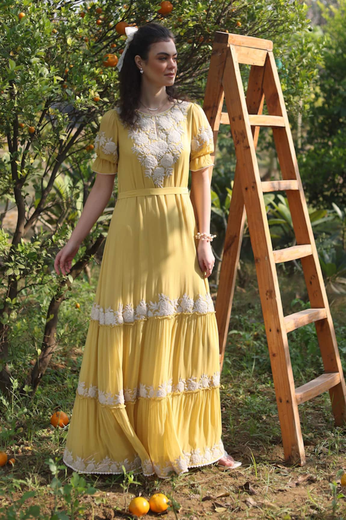 SUMMER BY PRIYANKA GUPTA Gardenia Harvest Embroidered Maxi Dress