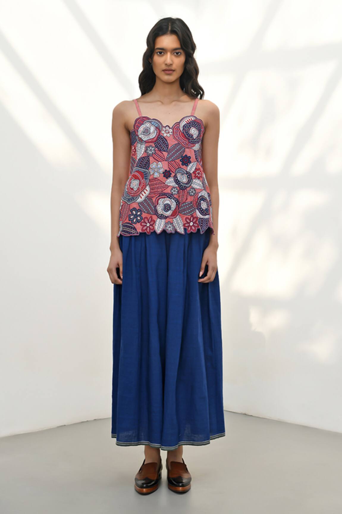 Payal Pratap Floral Applique Embroidered Top