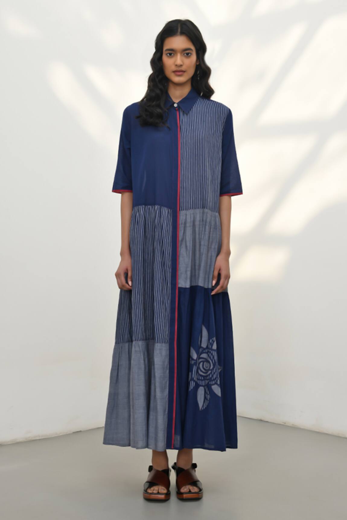 Payal Pratap Aglia Striped Print Tiered Maxi Dress