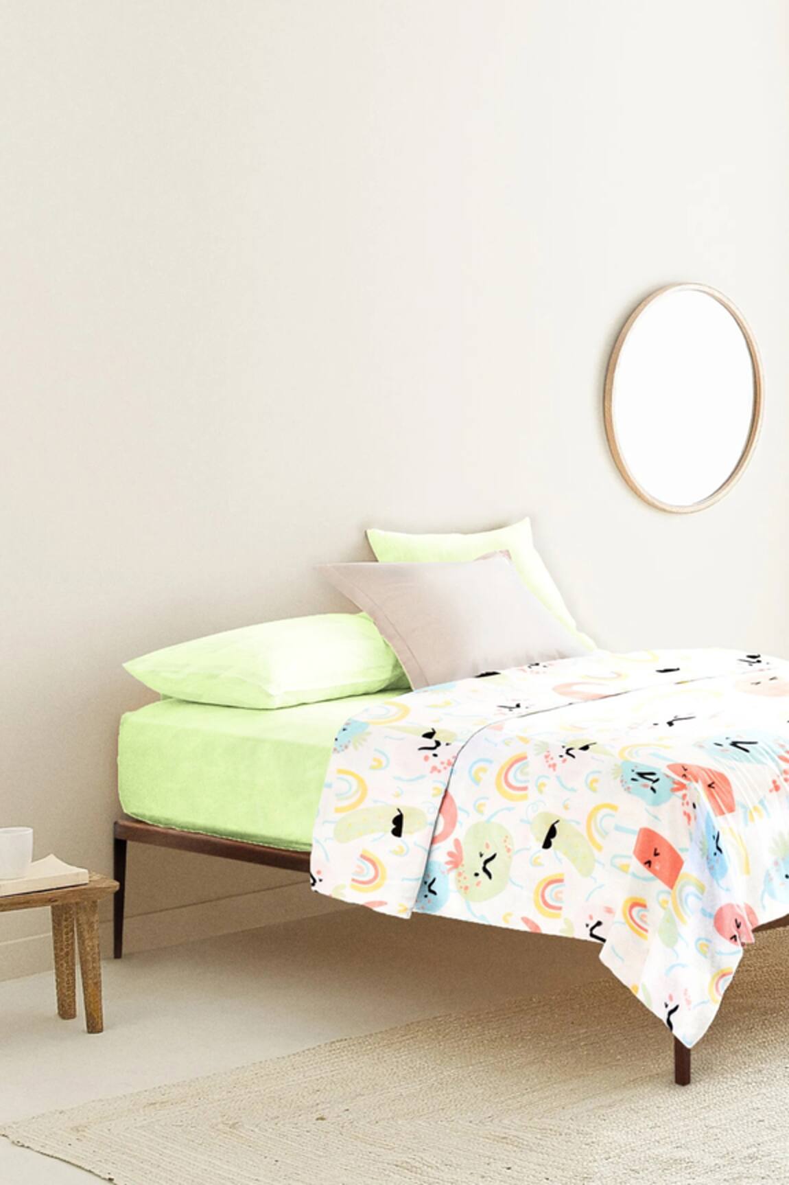 The Baby Atelier Rainbow Vegetables Print Junior Bed Cover