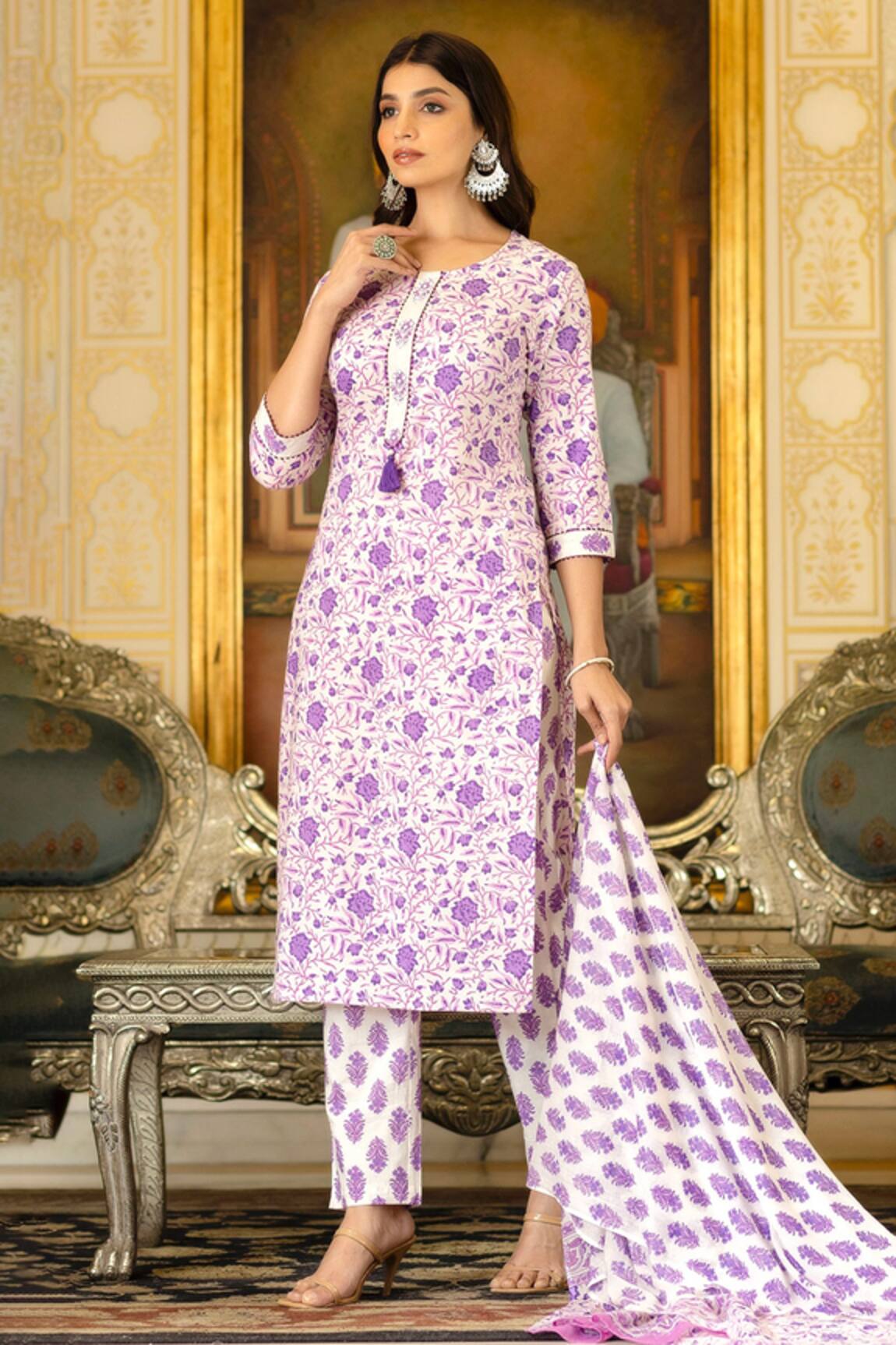 Kohsh Periwinkle Bloom Print Kurta Pant Set