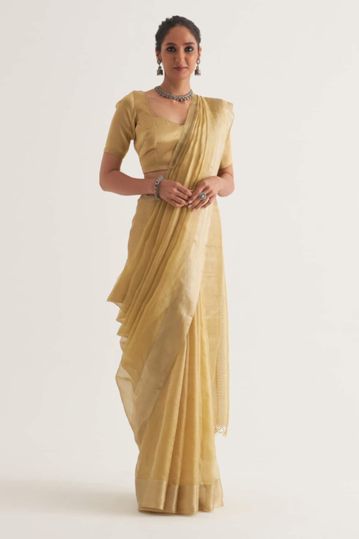 FIVE POINT FIVE Sudha Tissue Saree With Unstitched Blouse Piece