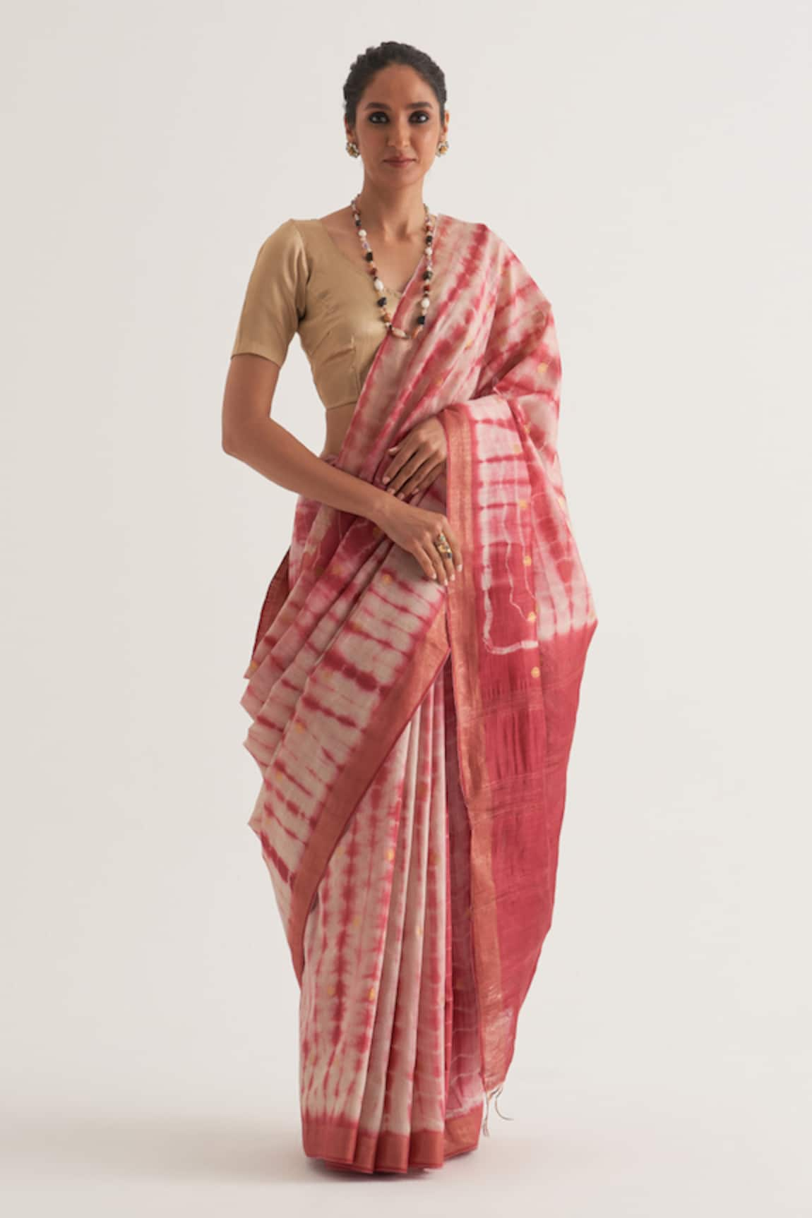 FIVE POINT FIVE Nagma Shibori Pattern Saree With Unstitched Blouse Piece