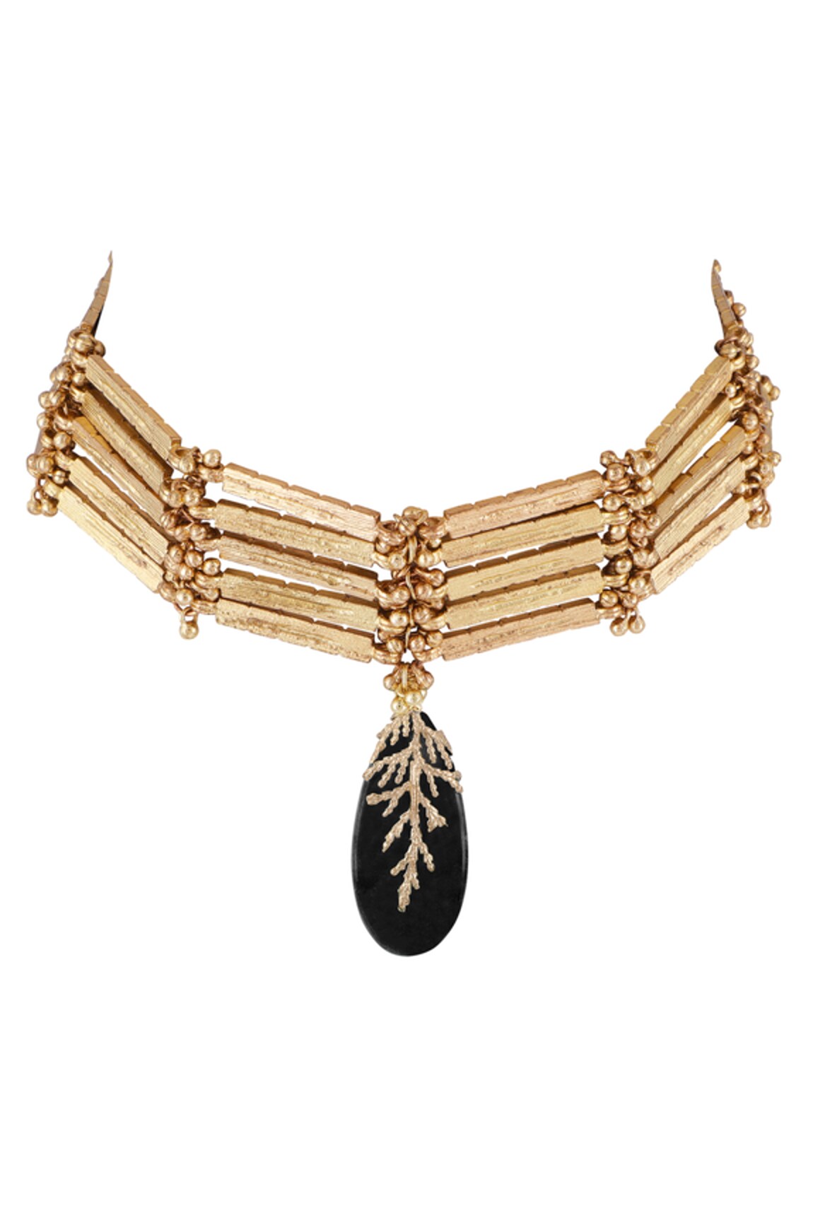 House Of Tuhina Brazen Leaf Stone Link Choker