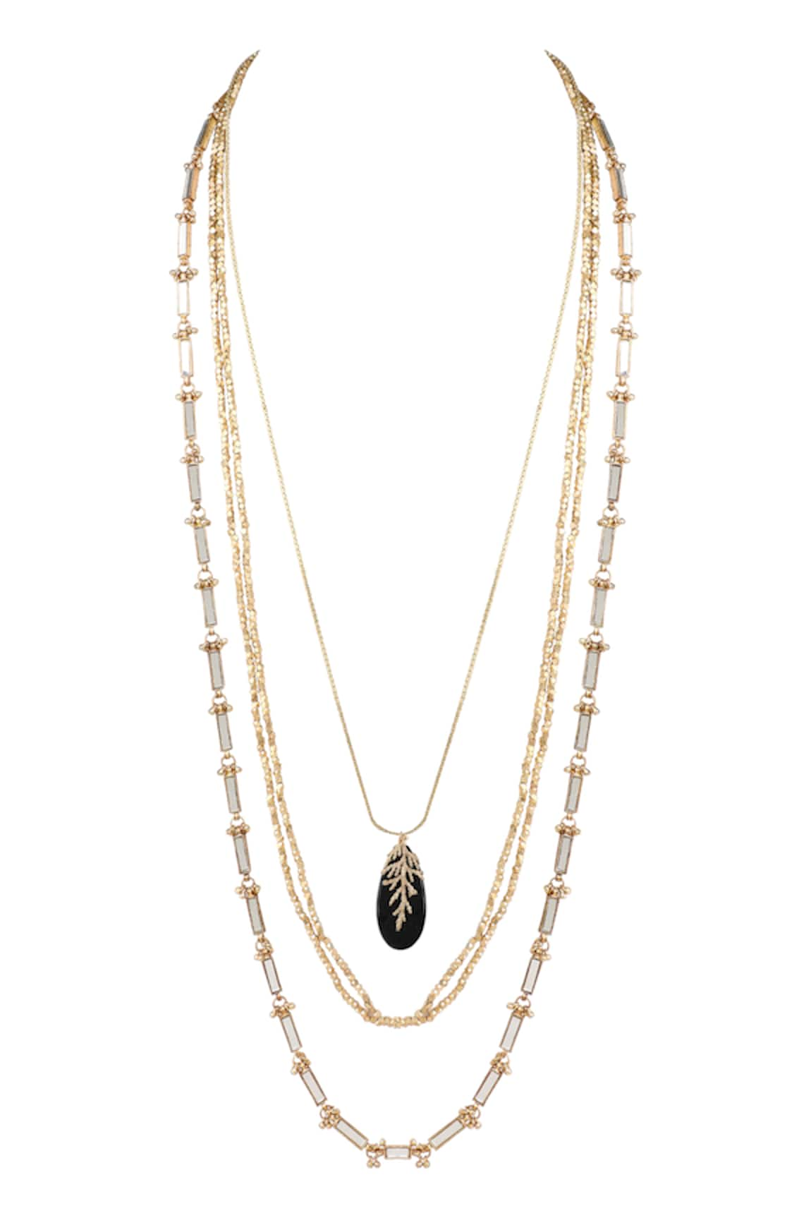 House Of Tuhina Quartz Stone Embellished Layered Necklace