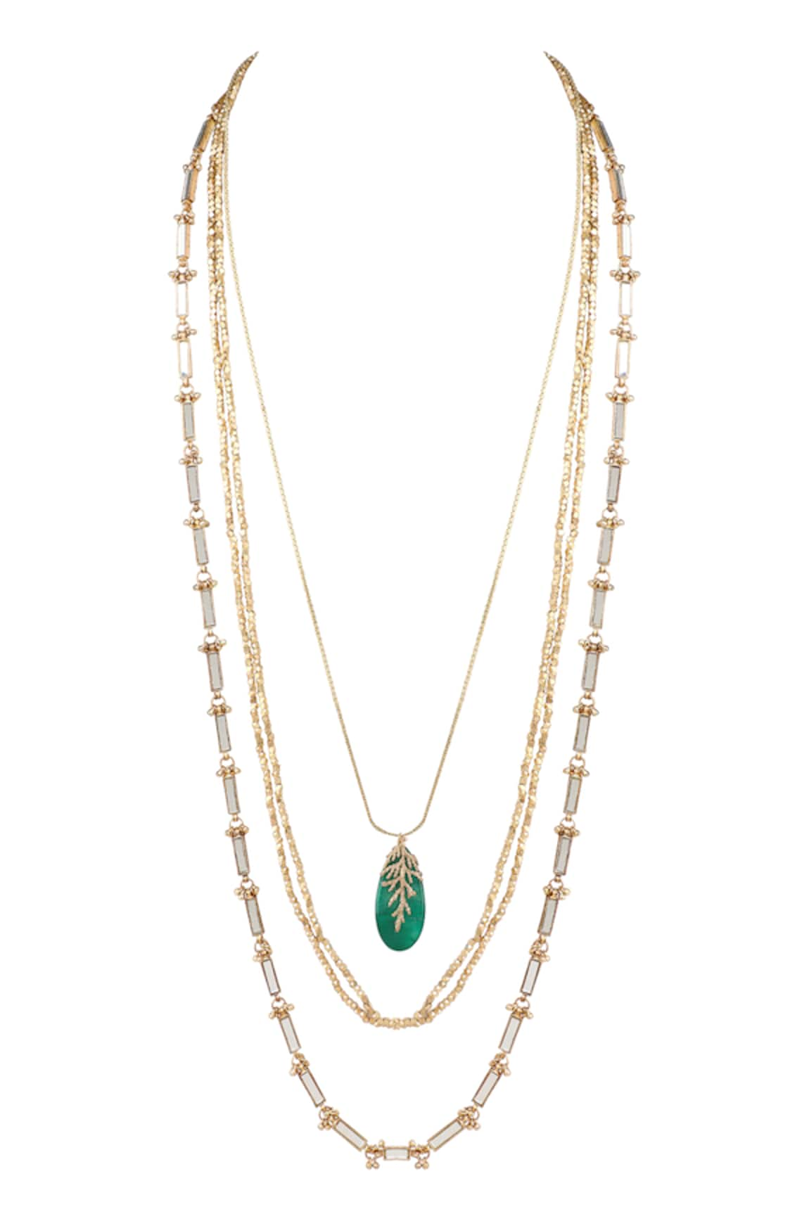 House Of Tuhina Quartz Stone Layered Necklace