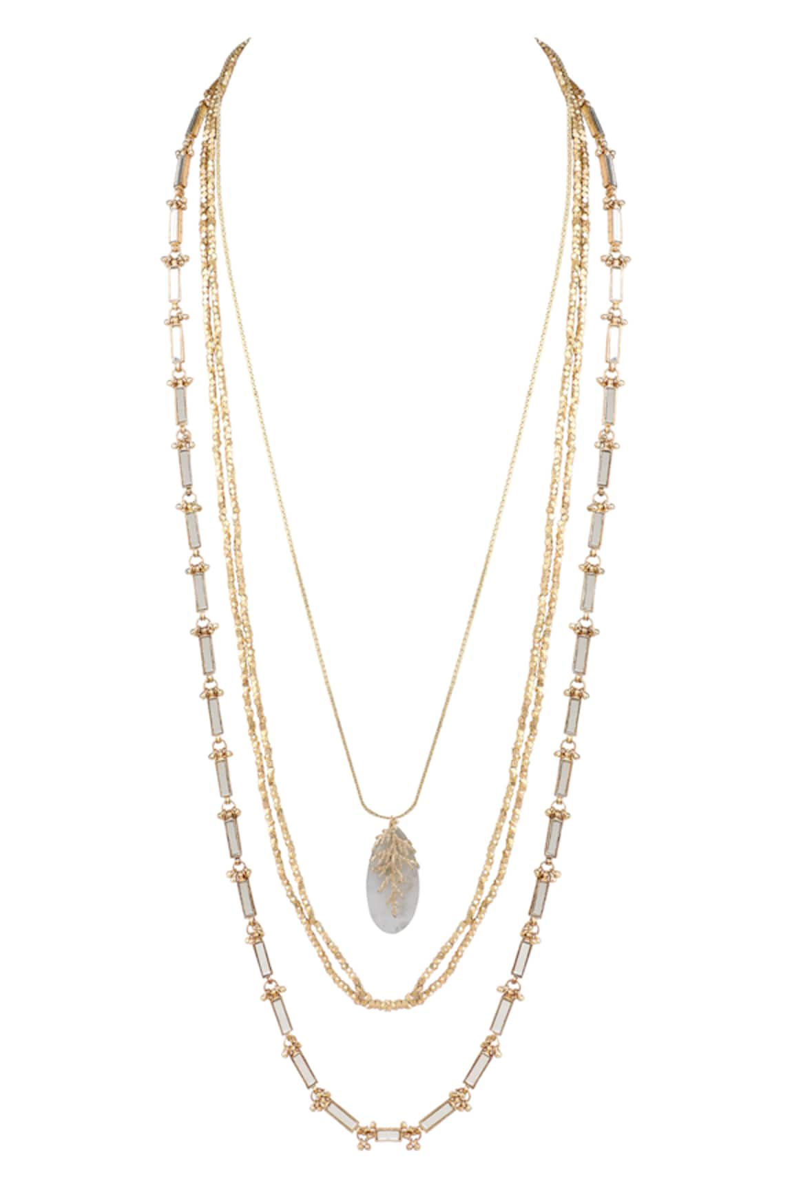 House Of Tuhina Layered Stone Embellished Necklace