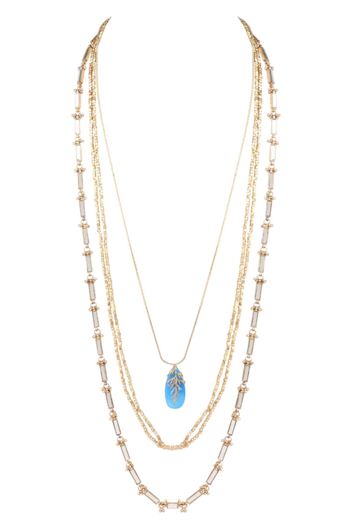 House Of Tuhina Layered Quartz Stone Embellished Necklace