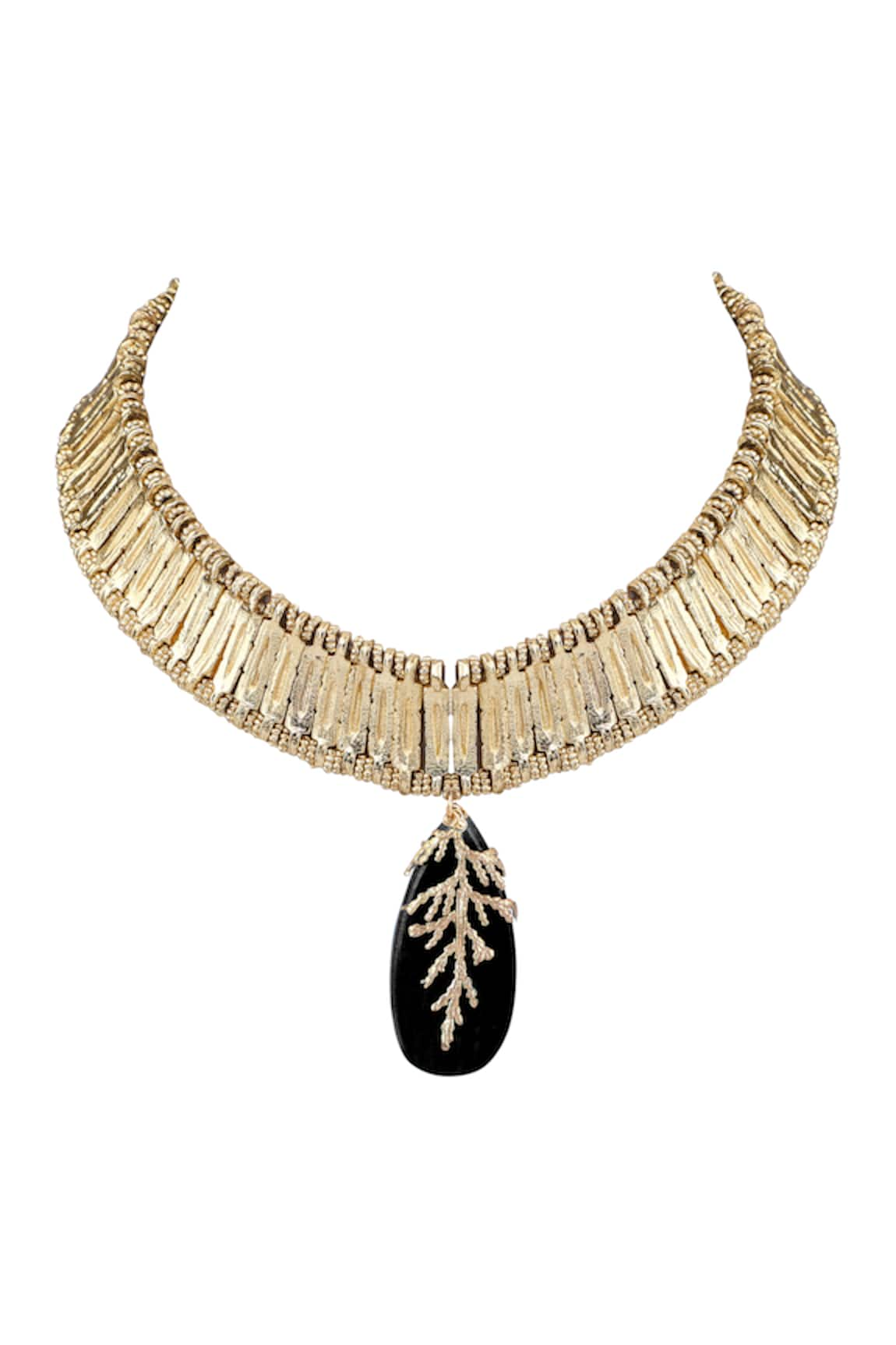 House Of Tuhina Leaf Stone Embellished Qabeela Choker Necklace