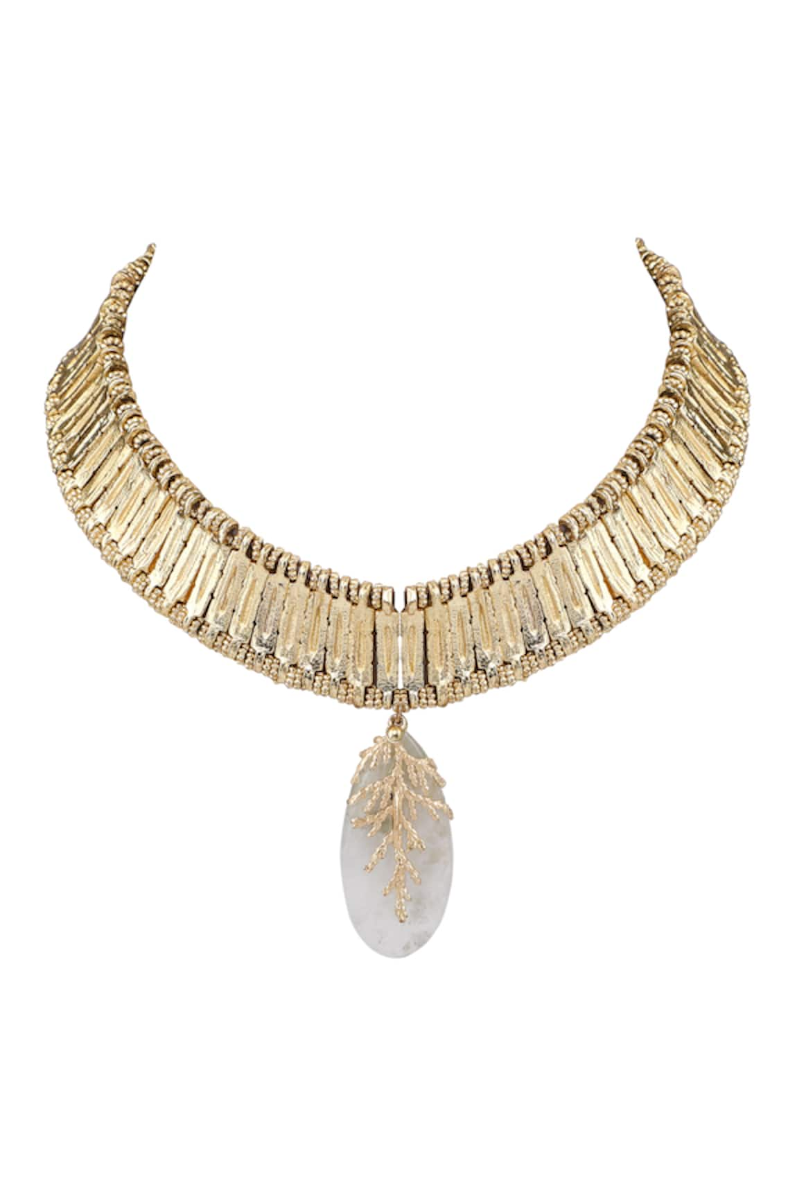 House Of Tuhina Leaf Stone Qabeela Choker Necklace