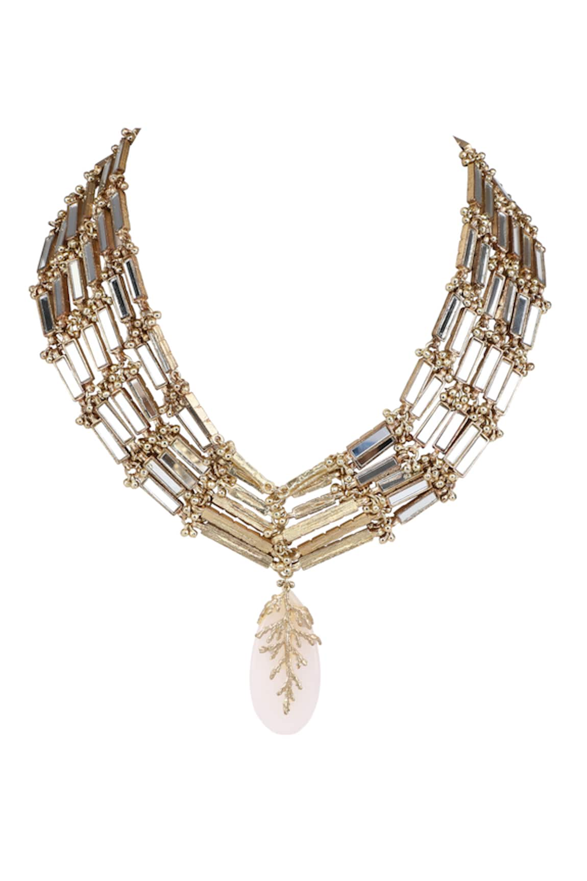 House Of Tuhina Leaf Stone Qabeela Link Choker Necklace