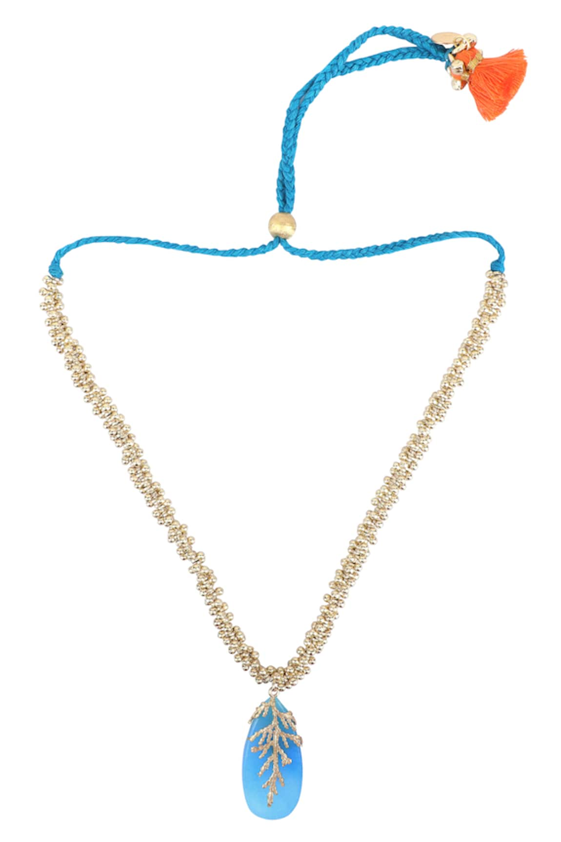 House Of Tuhina Leaf Stone Embellished Choker Necklace