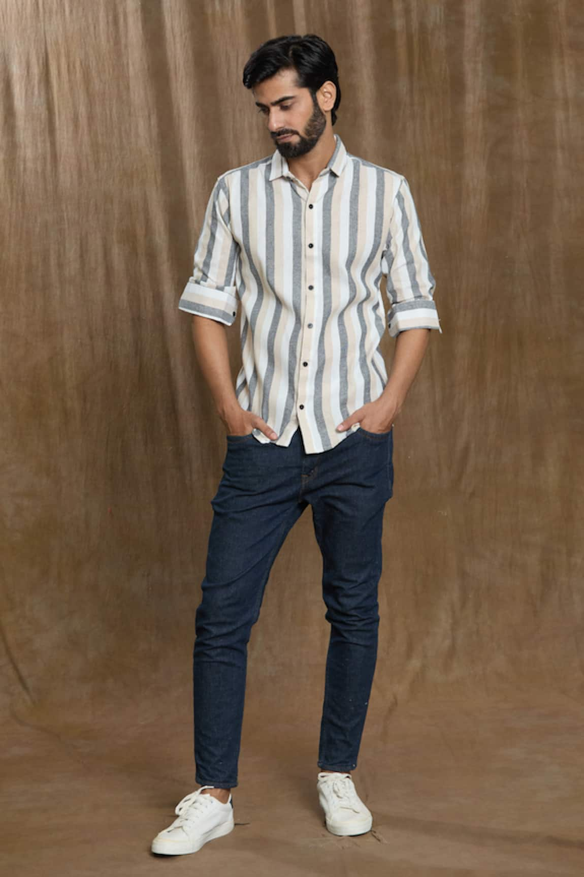 Arihant Rai Sinha Broad Stripe Print Shirt