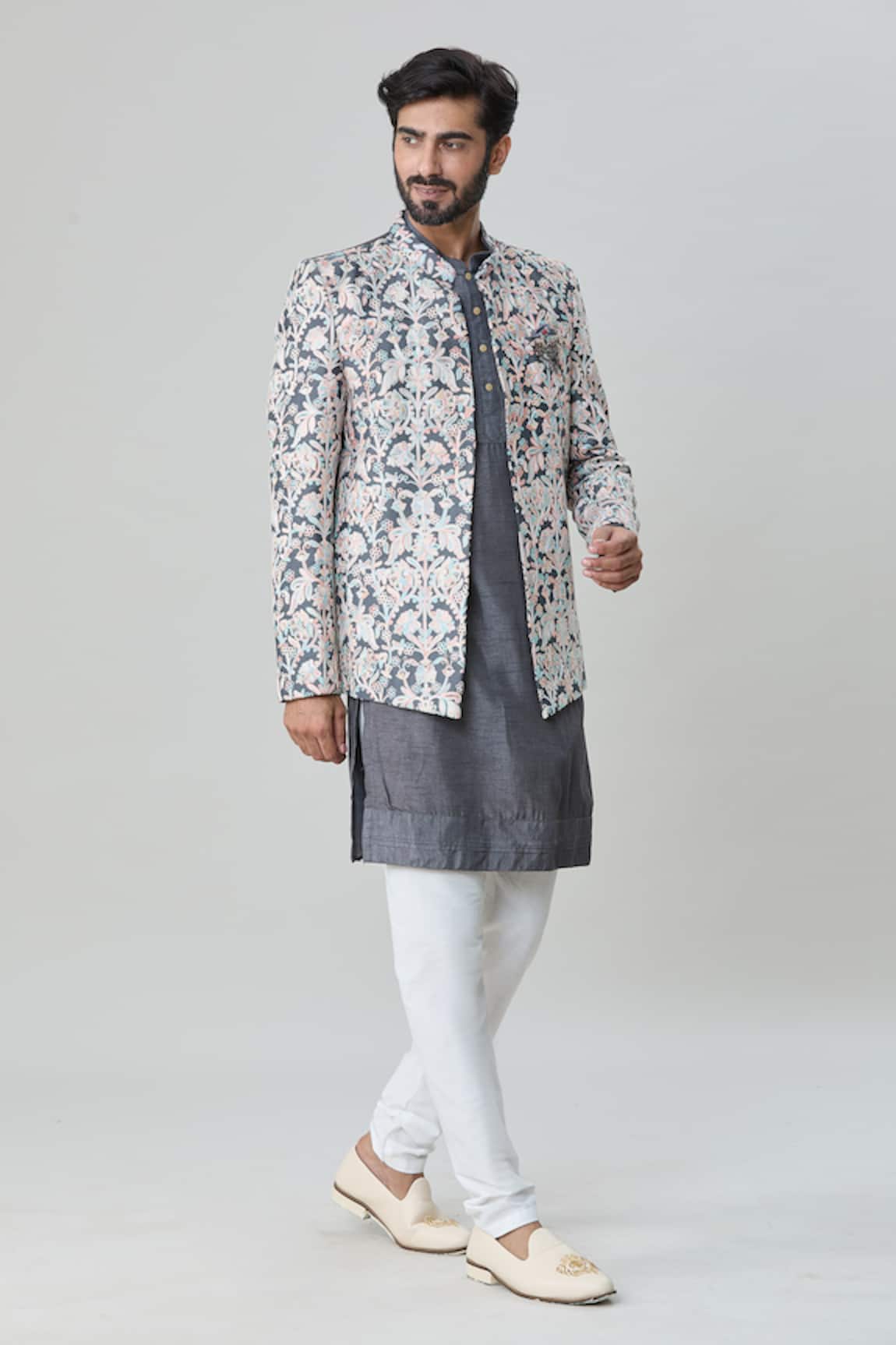 Arihant Rai Sinha Floral Embroidered Jacket & Kurta Set