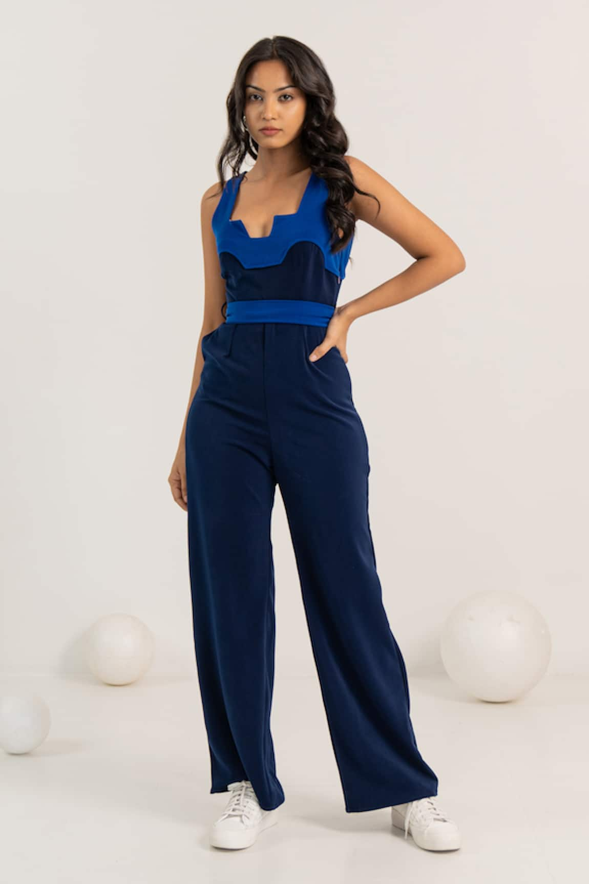 Kritika Madan Label Asymmetric Neckline Jumpsuit With Belt