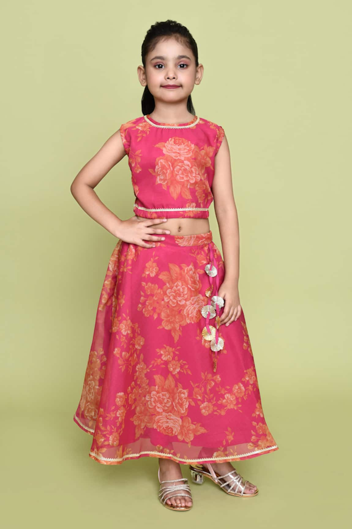 Banana Bee Floral Print Lehenga With Blouse