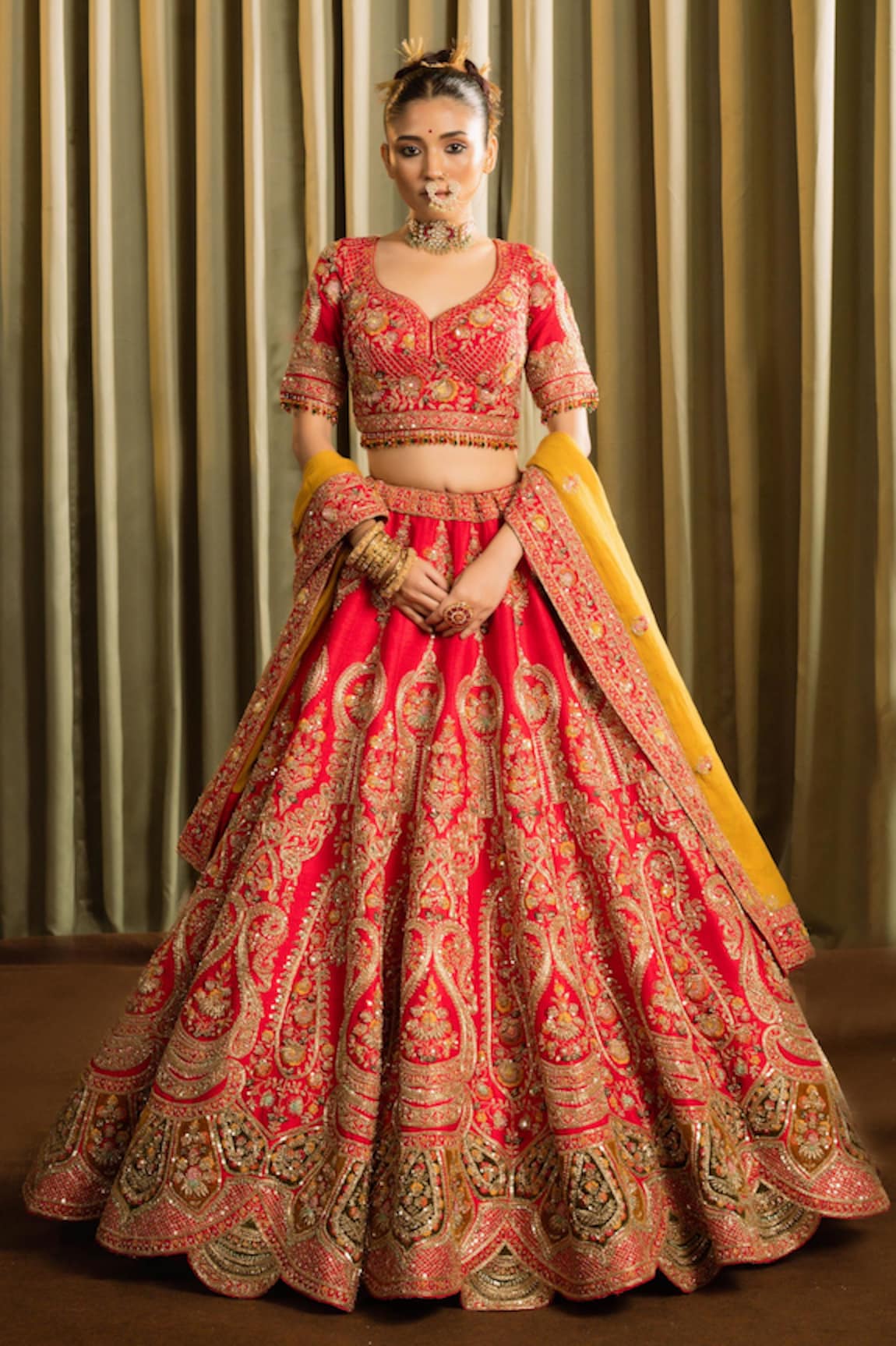 Pallavi Poddar Dehradun Zardozi Paisley Embroidered Bridal Lehenga Set