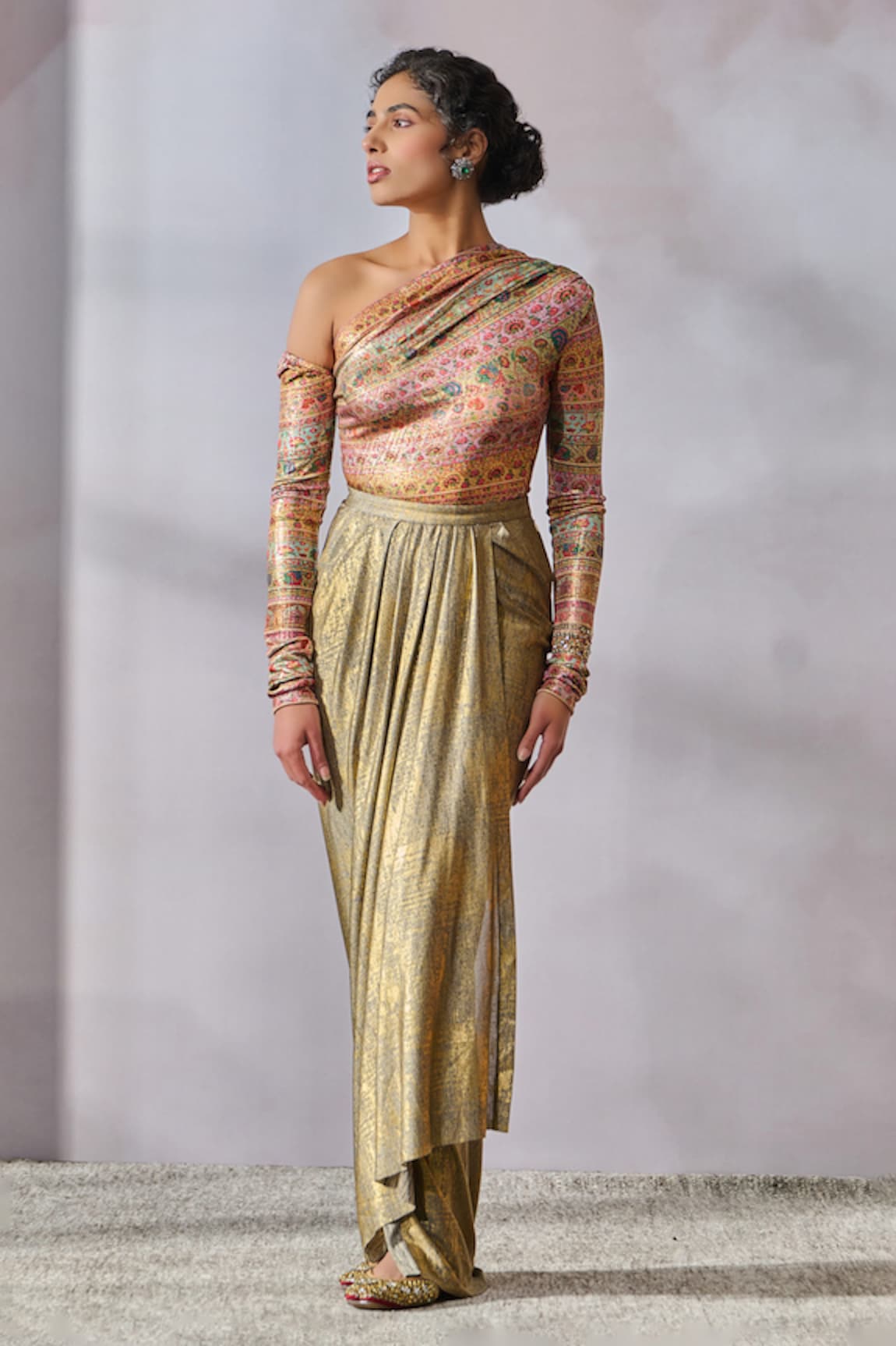 Tarun Tahiliani Abstract Floral Print Top