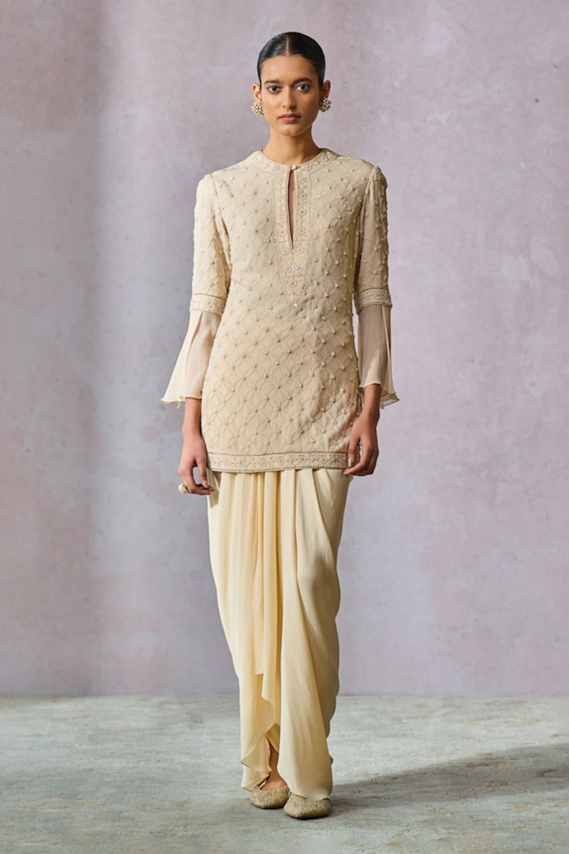 Tarun Tahiliani Hand Embroidered Kurta With Draped Dhoti