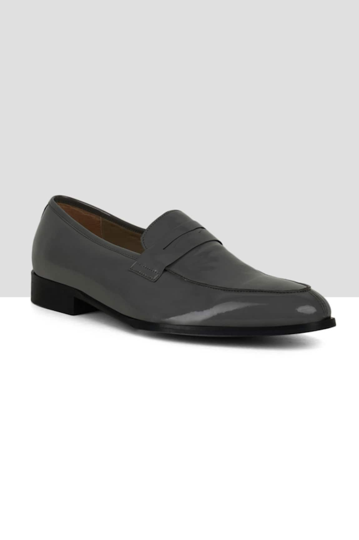 Ankit V Kapoor Patent Almond Toe Penny Loafers