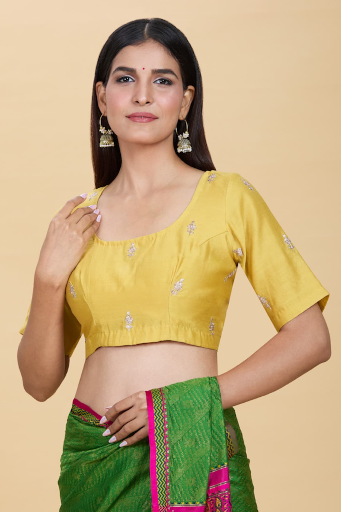 Kalakaari By Sagarika Floral Embroidered Saree Blouse