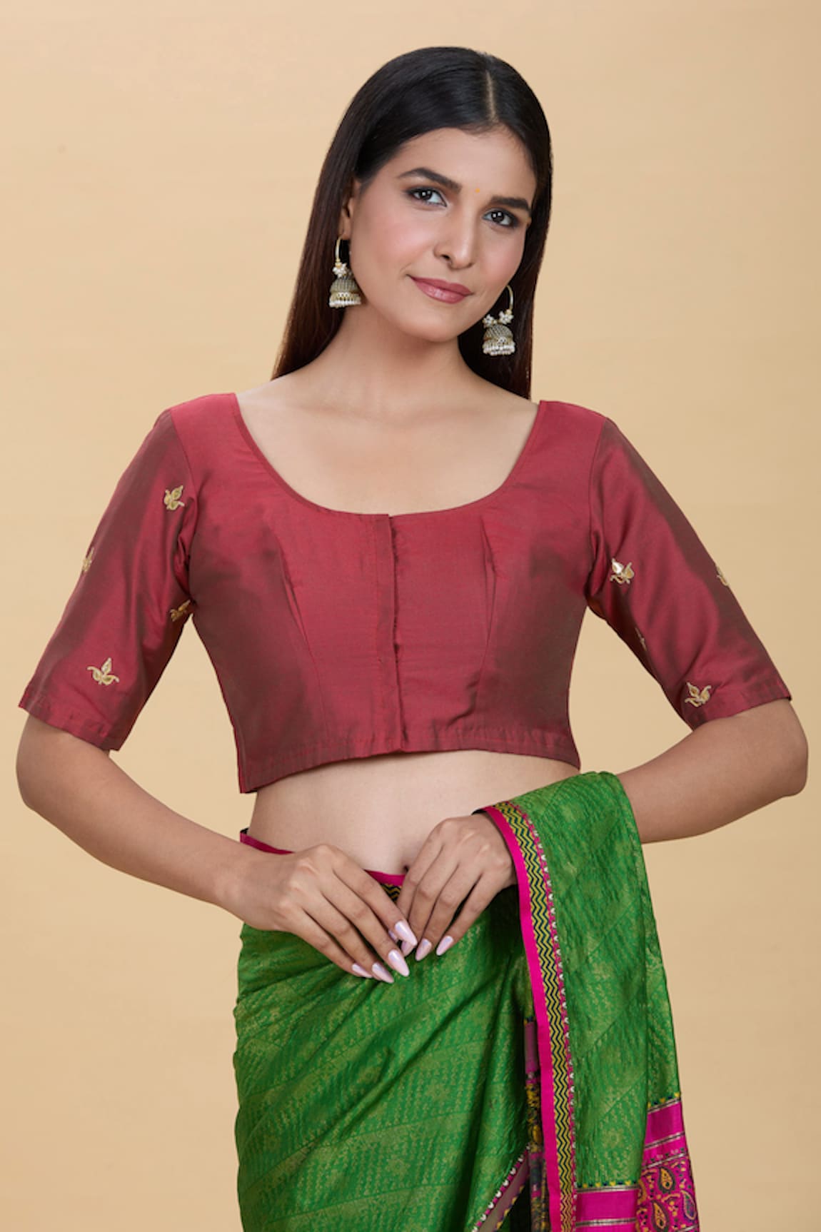 Kalakaari By Sagarika Contrast Gota Hand Embroidered Saree Blouse